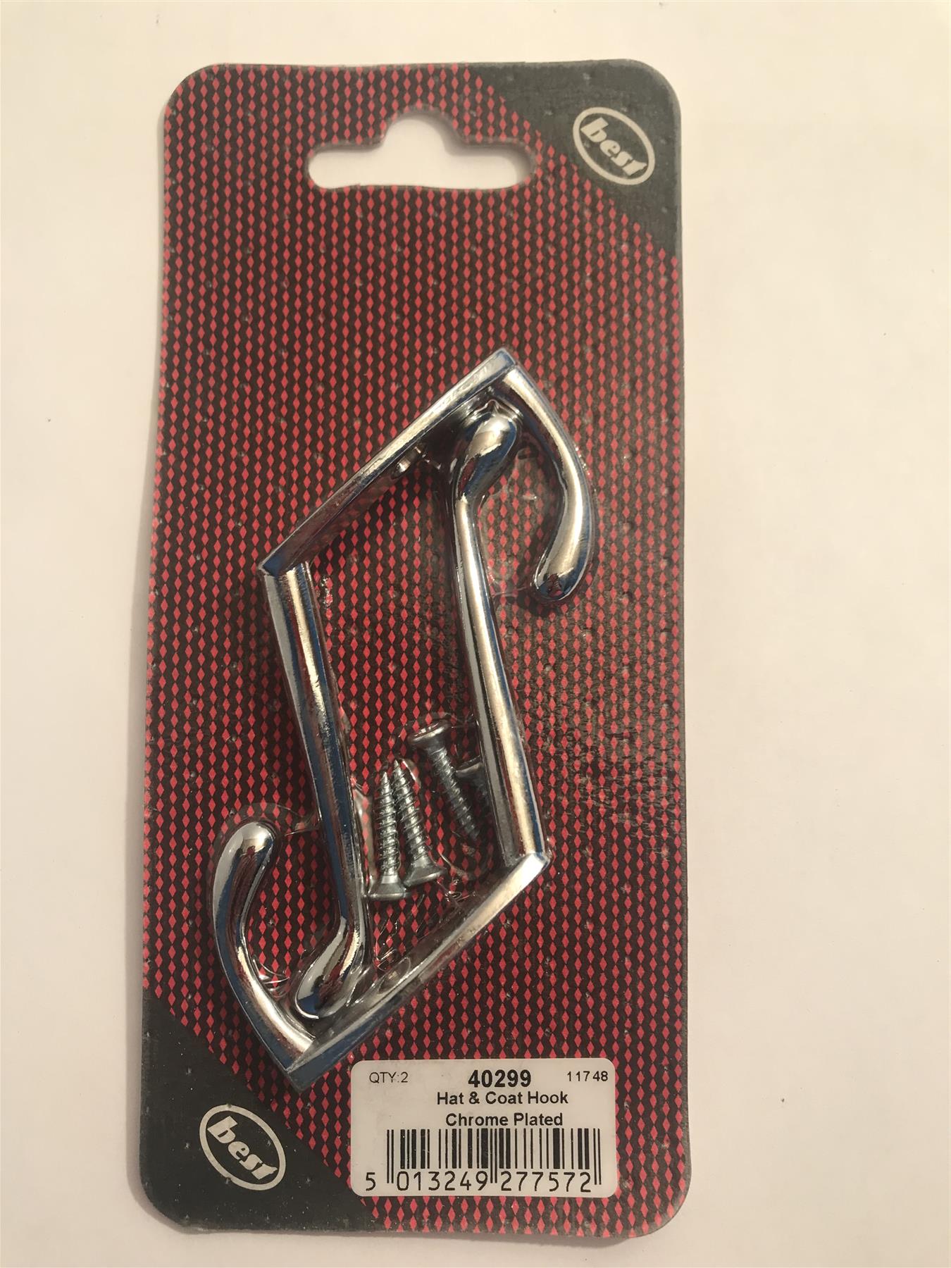 Best Hat & Coat Hook Chrome Plated  (2 Pack) 40299