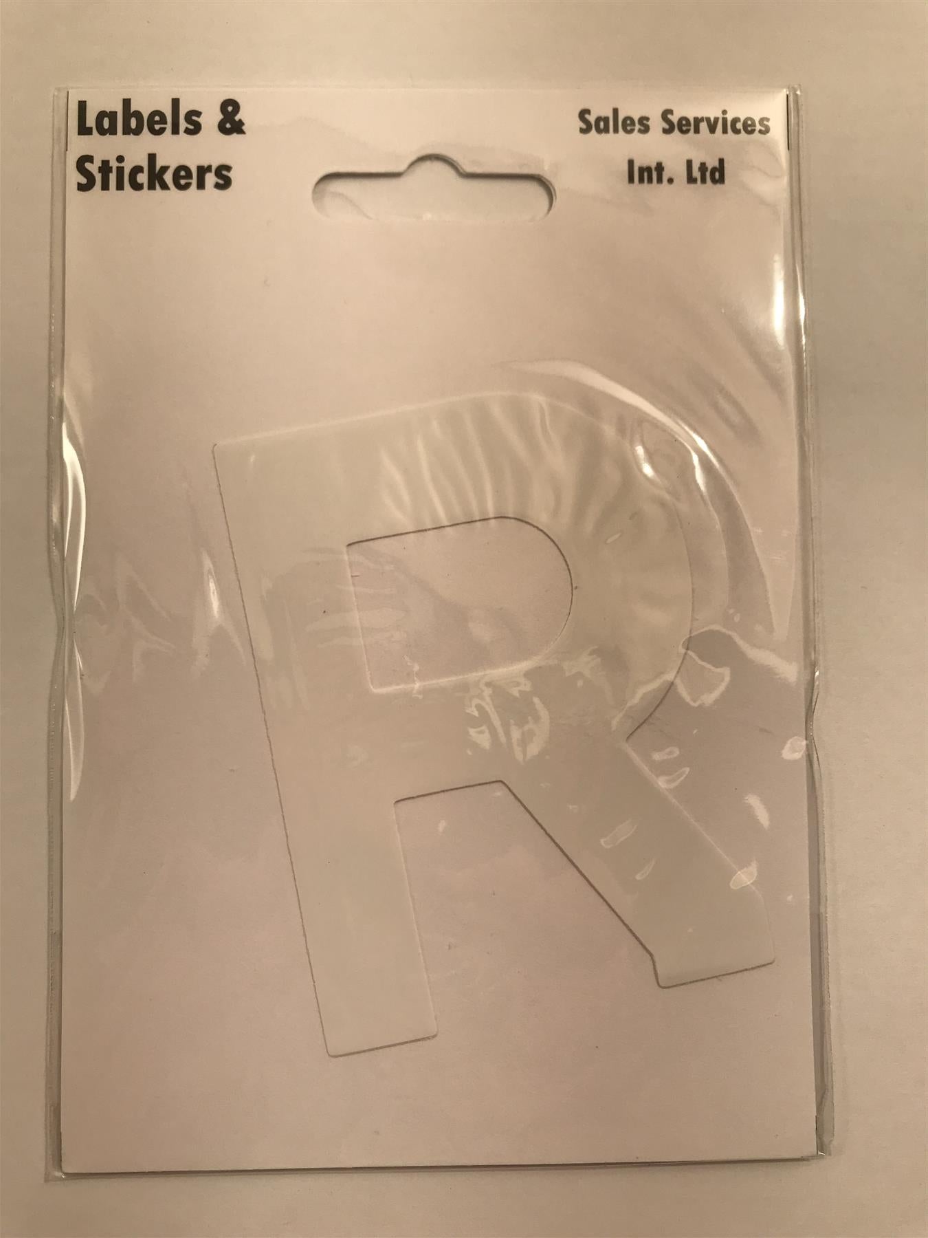 White Letter R Self  Adhesive Waterproof Sticker 8 x 6cm