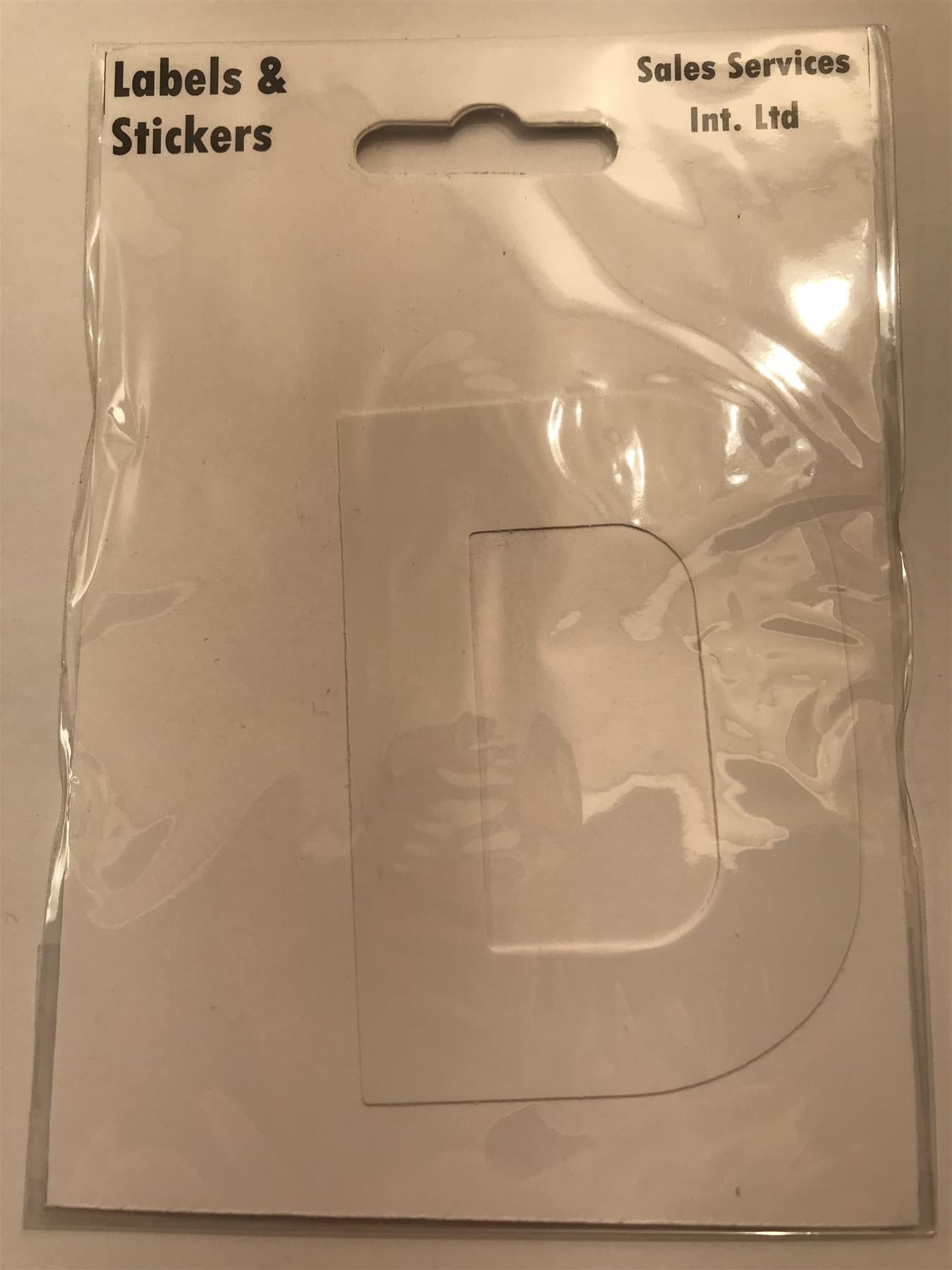 White Letter D Self  Adhesive Waterproof Sticker 8 x 6cm