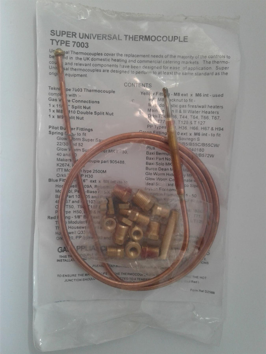 NEW Watts 7003/1200PLUSPC thermocouple SuperFit Plus 1200mm 455457