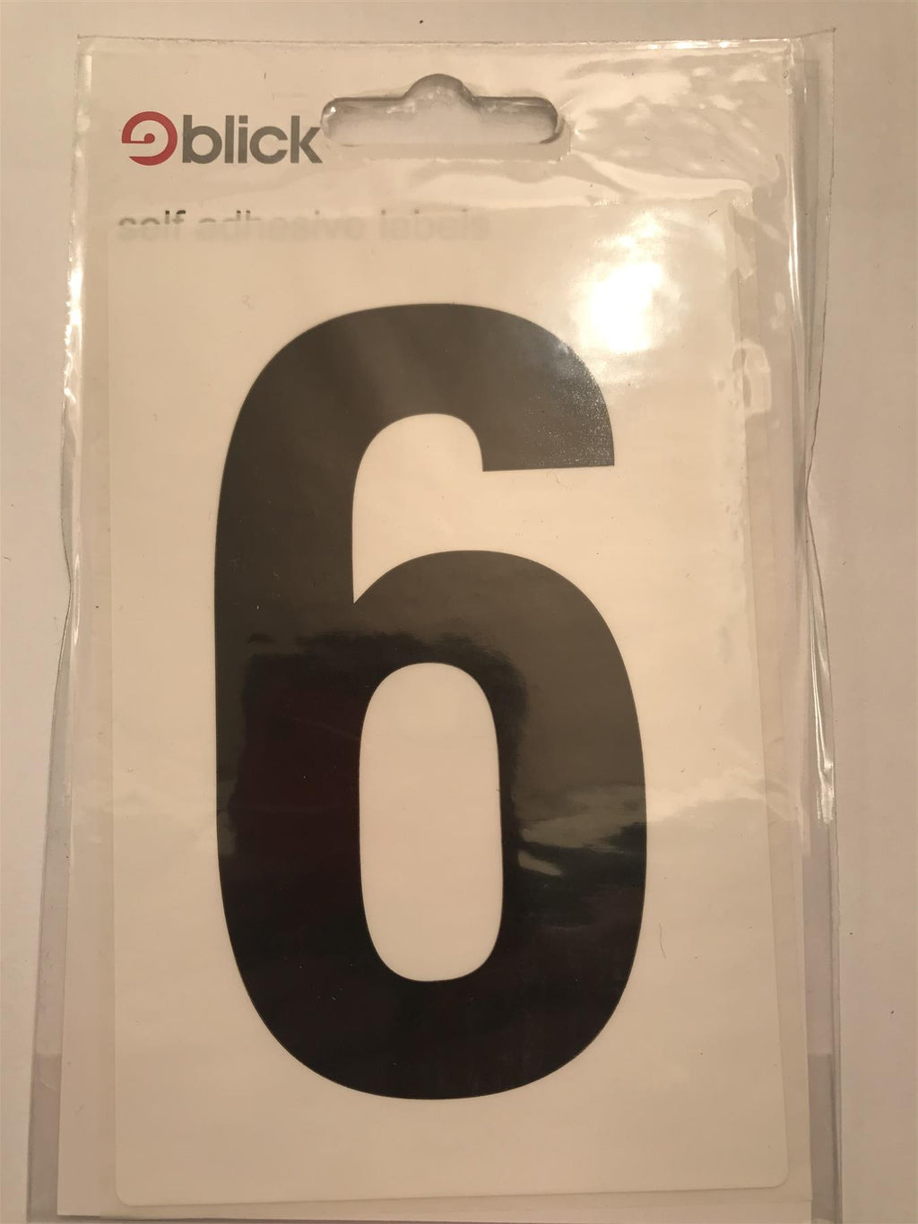 Black Wheelie Bin Number 6 Black on White Self Adhesive Label 5" x 3 1/2"
