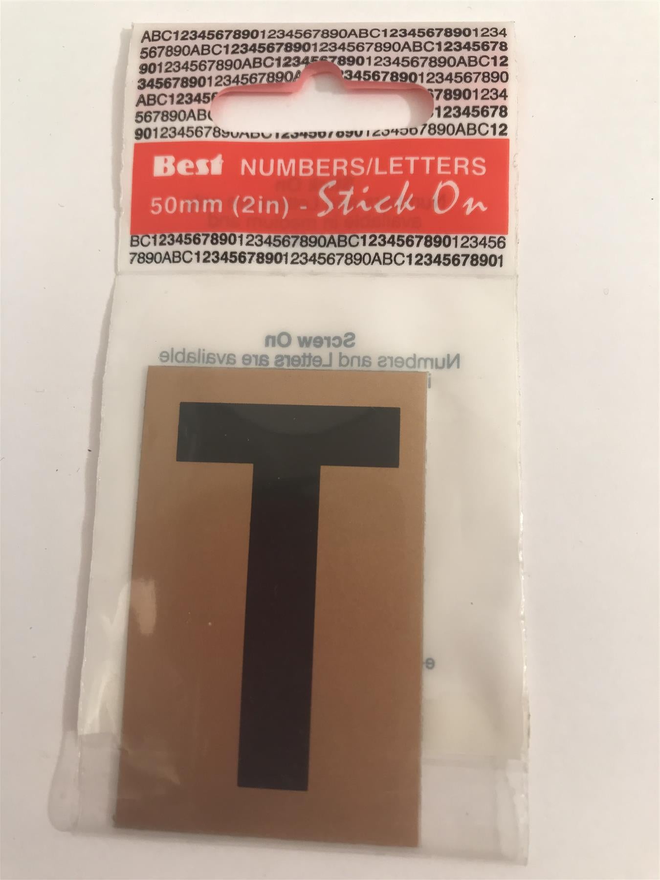 Best Gold/Black Letter T Self Adhesive 1" x 2"
