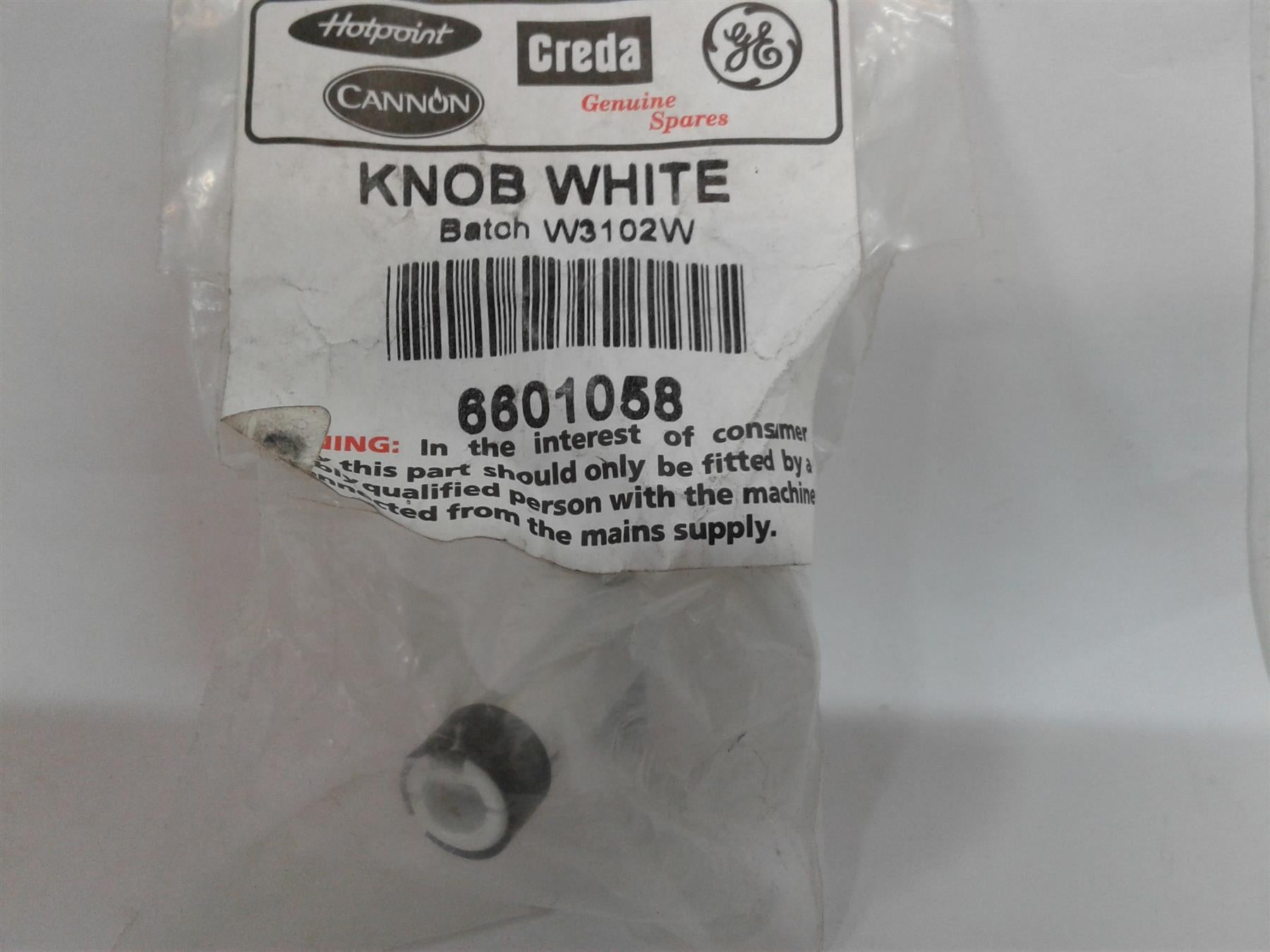 NEW Gas Cooker Control Knob WHITE Cannon HOTPOINT CREDA 6601058