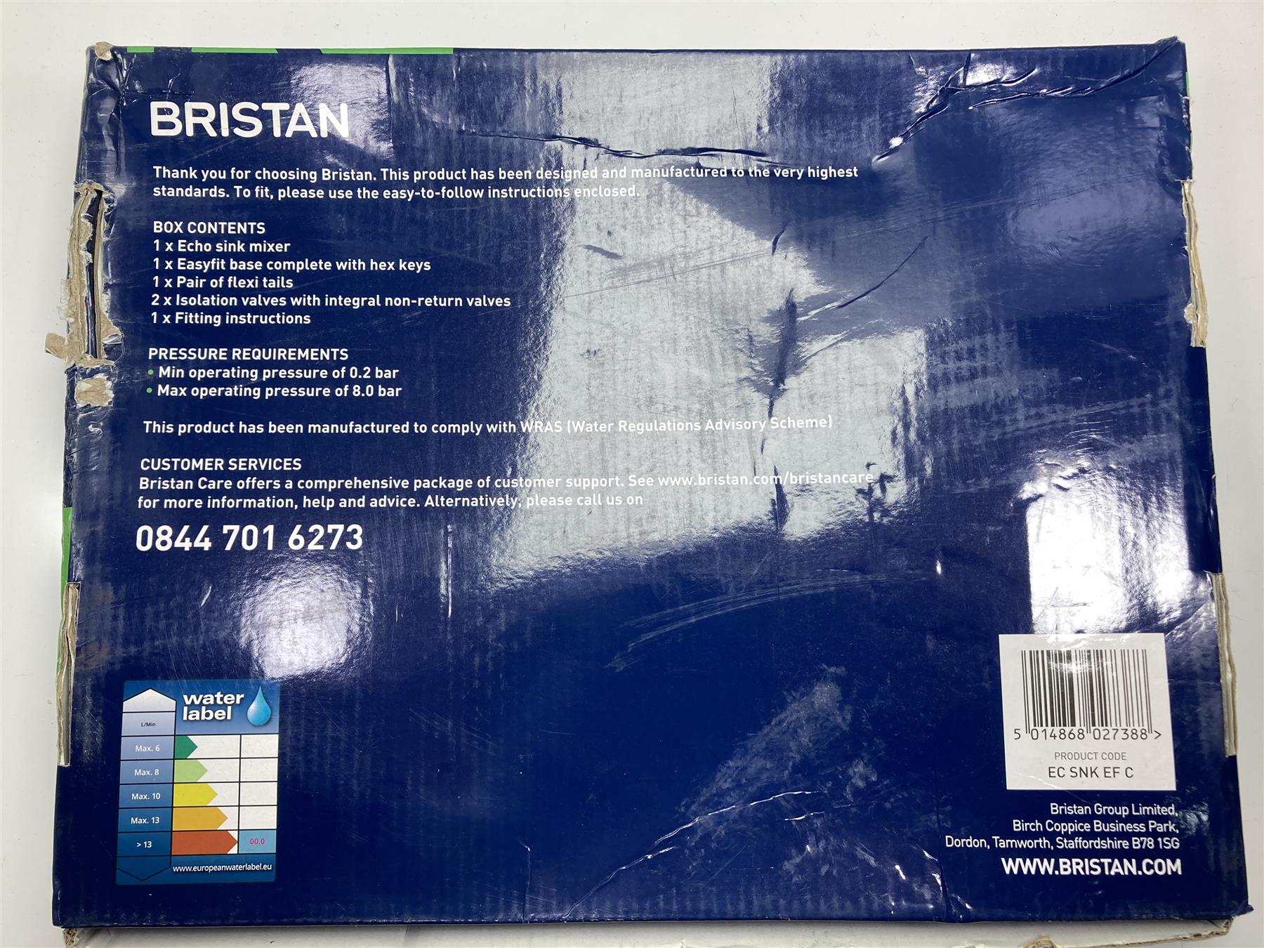 Bristan Echo Kitchen Sink Mixer Tap Double Lever Modern EasyFit Chrome