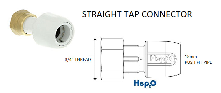 NEW HEP2O STRAIGHT TAP CONNECTOR 15mm 3/4" HD25A/15W (EACH)