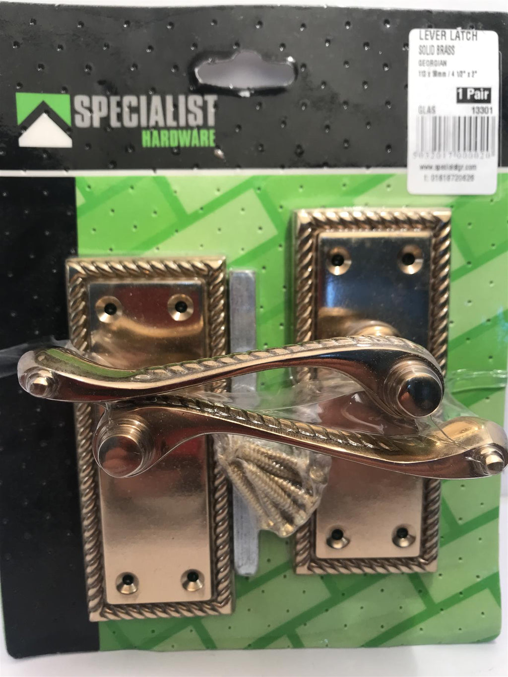 Georgian Brass Lever Latch Door Handles  107mm x 44mm  13301