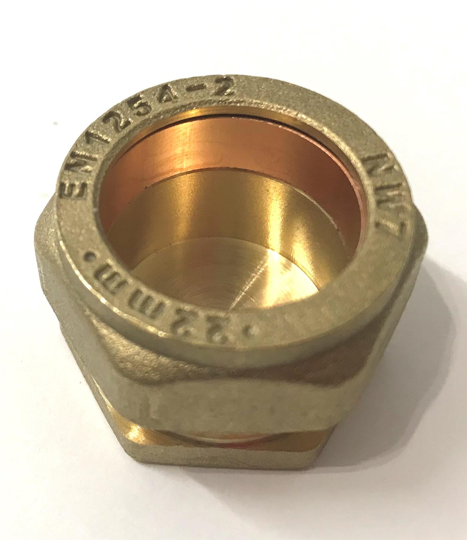 Brass Compression Stop End Cap 22MM Each