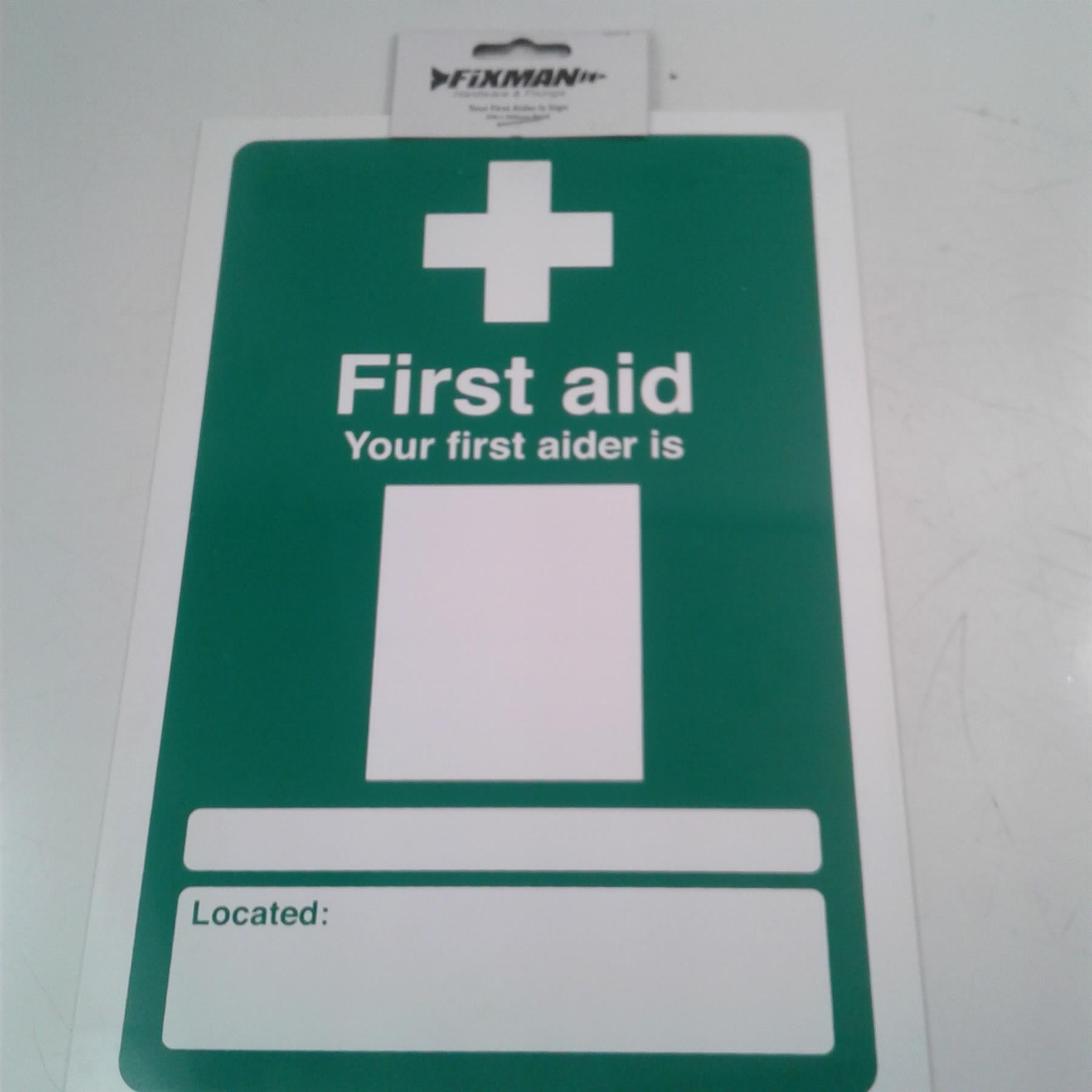 Fisman Your First Aider Sign 200 x 300mm Rigid