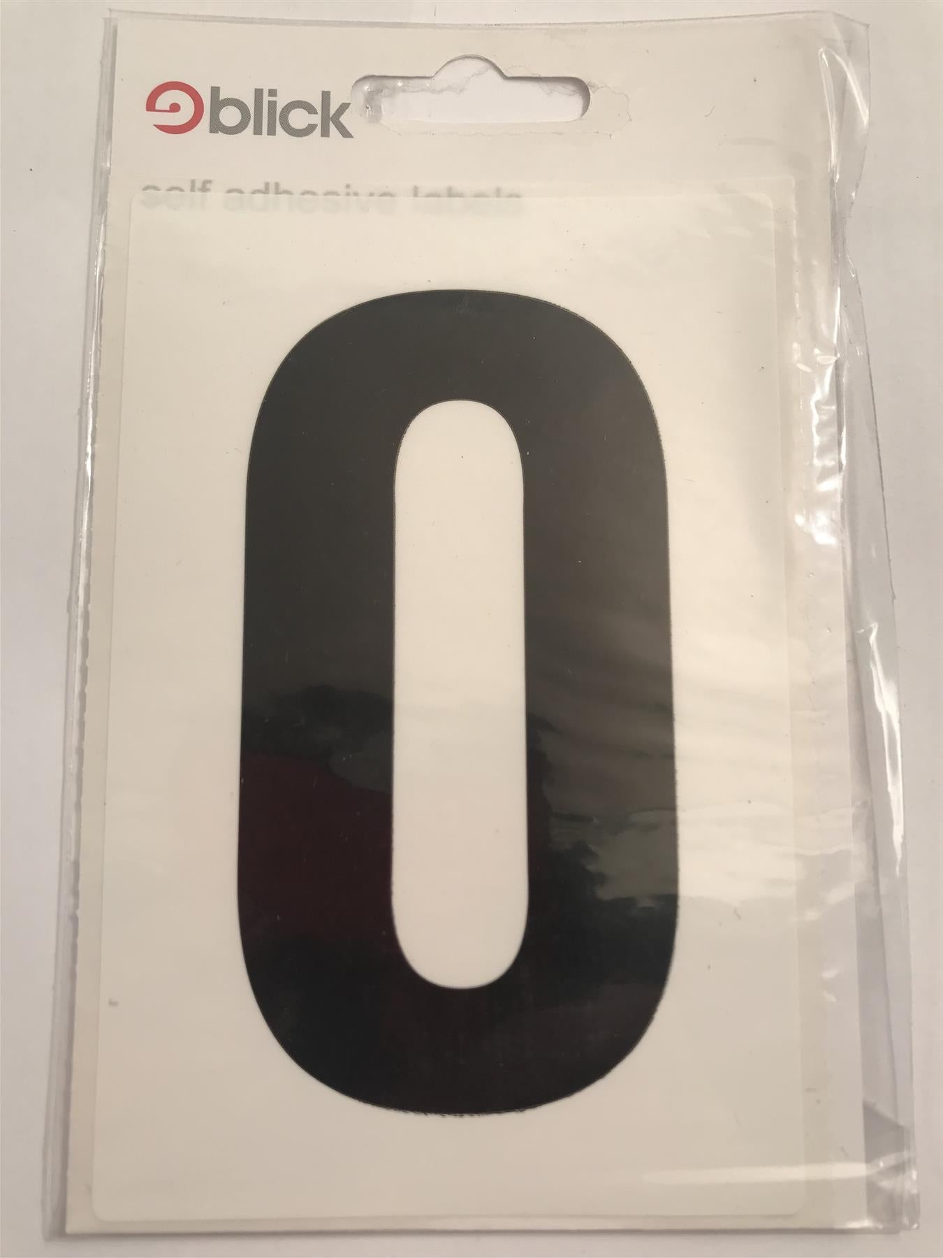 Blick Wheelie Bin Number 0 Black on White Self Adhesive Label 5" x 3 1/2"