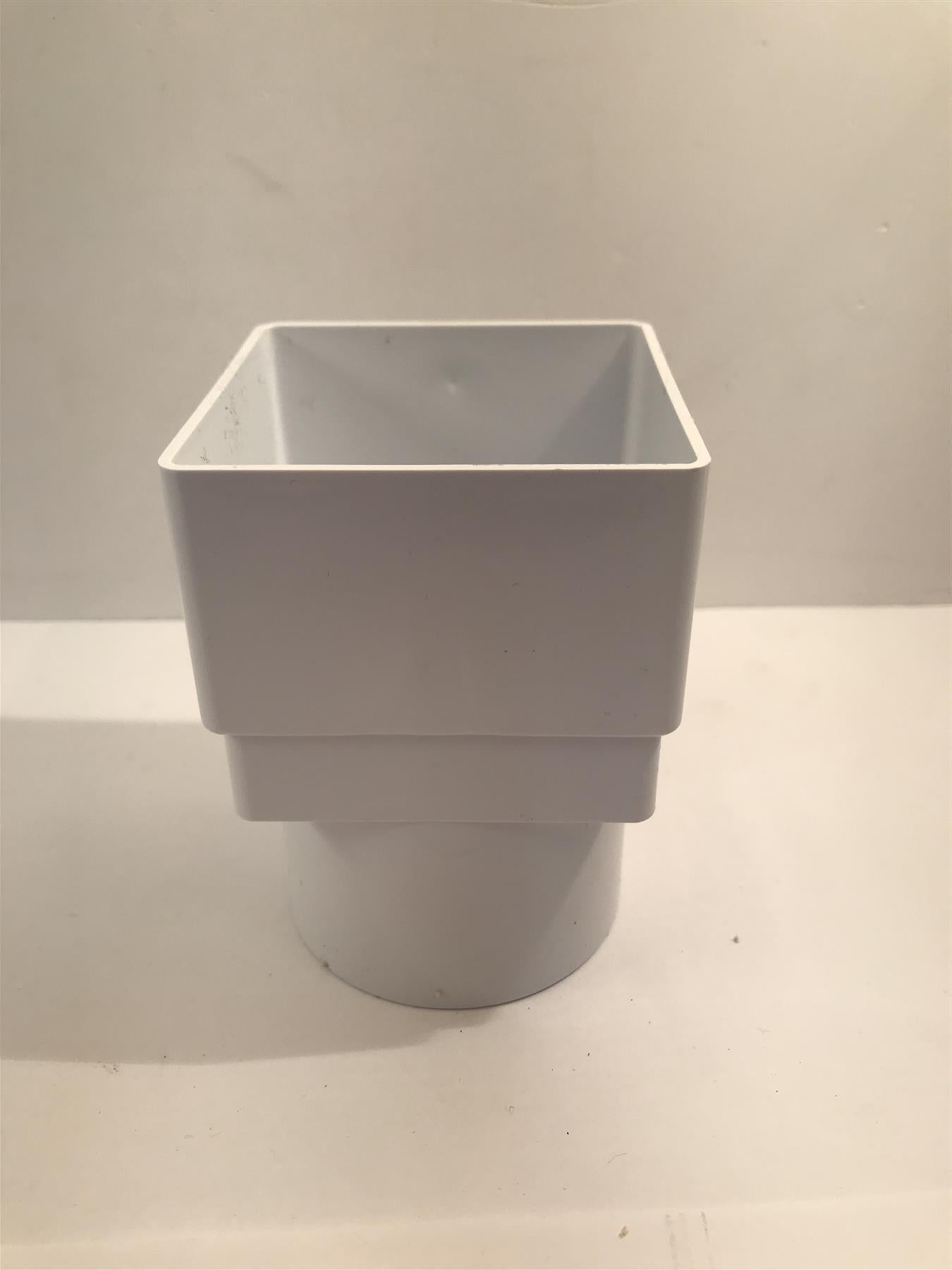 White Rainwater Pipe Square to Round Socket