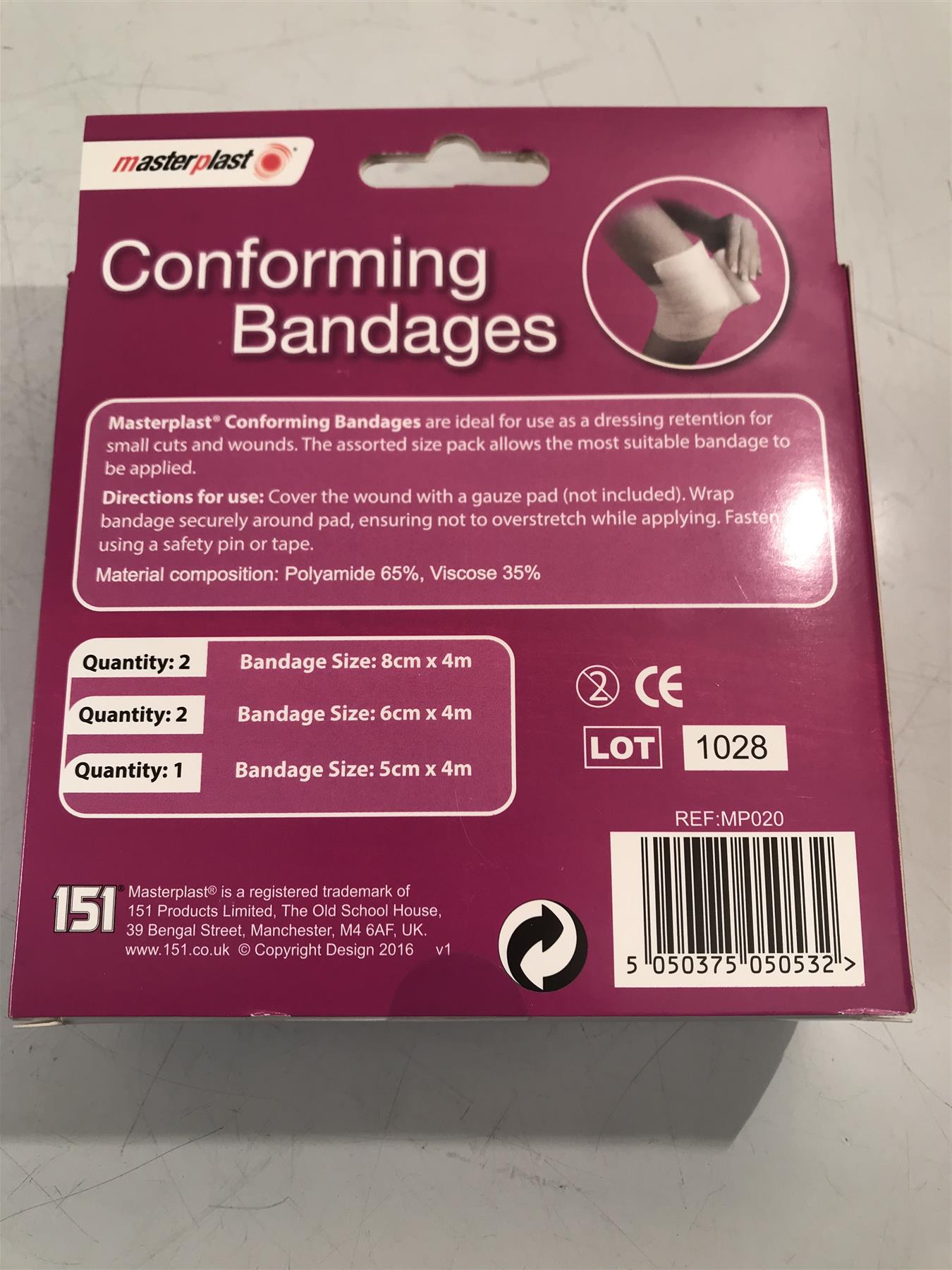 Masterplast Conforming Bandages - 5 Bandages - 3 Different Sizes