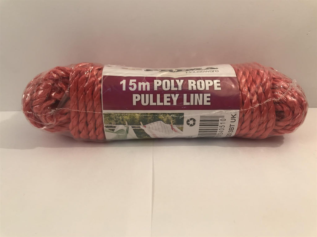 Prima Red 15m Poly Rope Pulley Line Strong, Rotproof, Waterproof, polypropylene