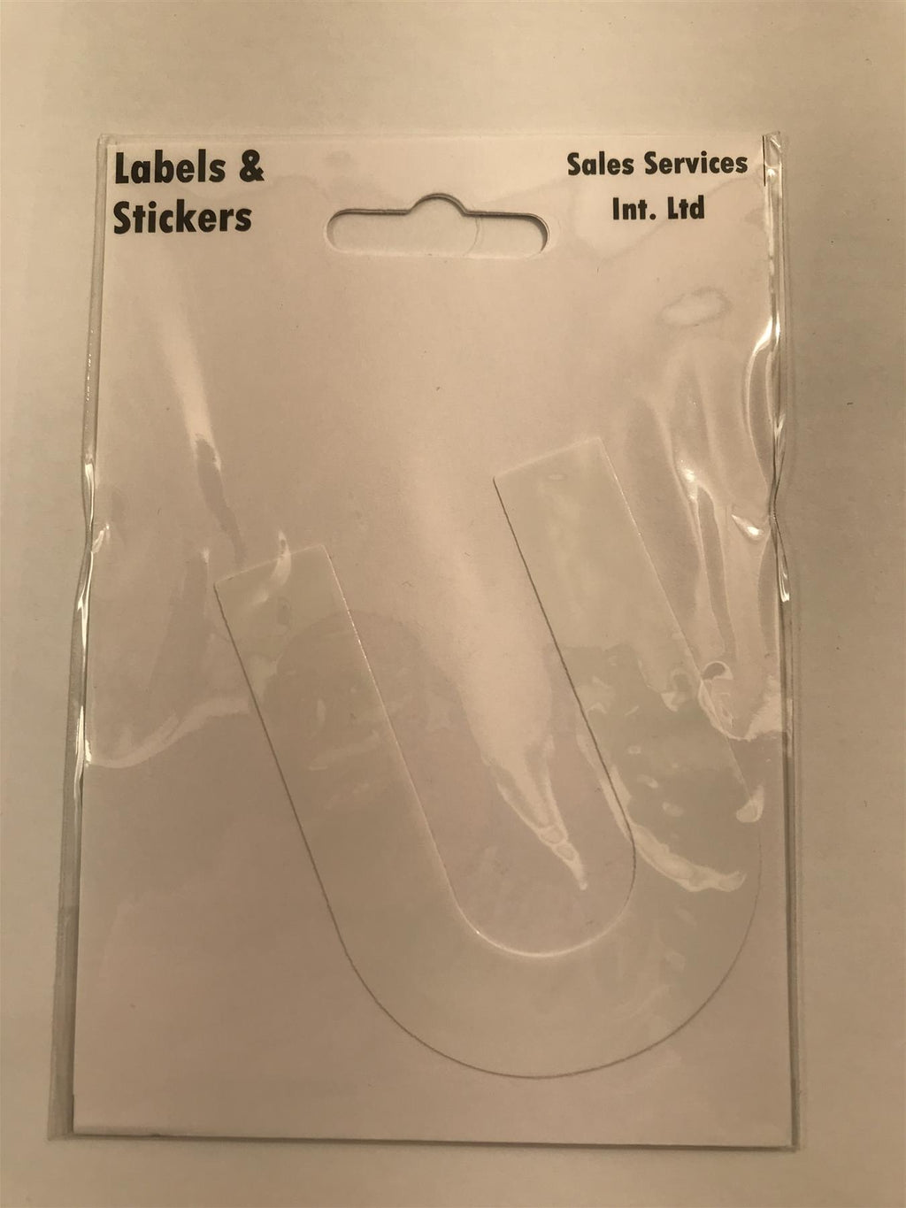 White Letter U Self  Adhesive Waterproof Sticker 8 x 6cm