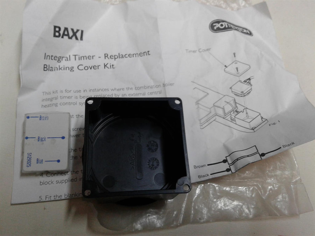 NEW BAXI INTEGRAL TIMER BLANKING COVER KIT 5122470 BLACK