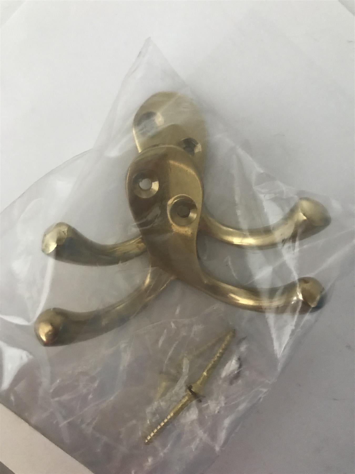 Twin Robe Hook Brass (2 Pack)