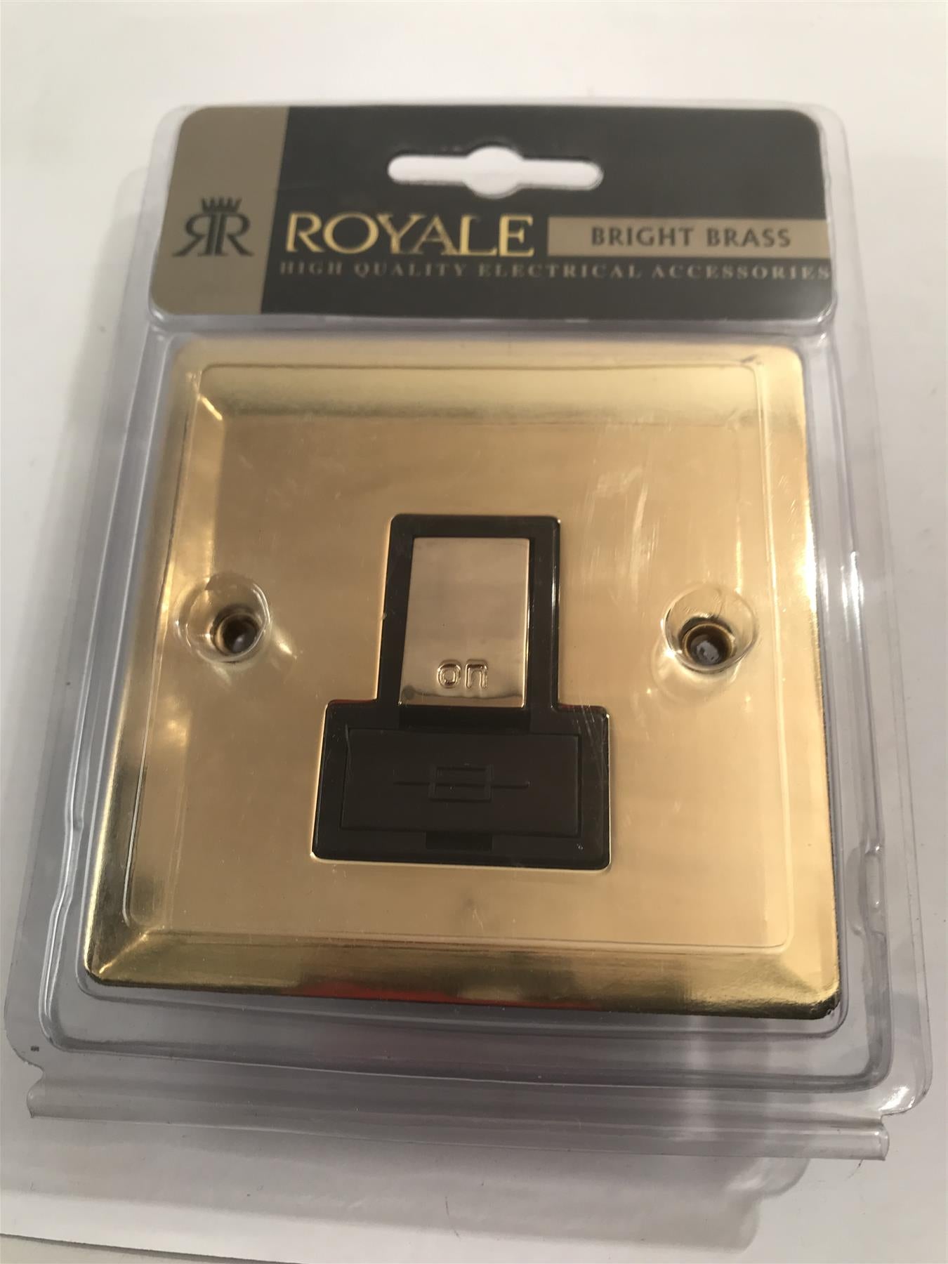 Royale Flat Plate Polished Brass 13a Switched Fused Spur  ZFBP21