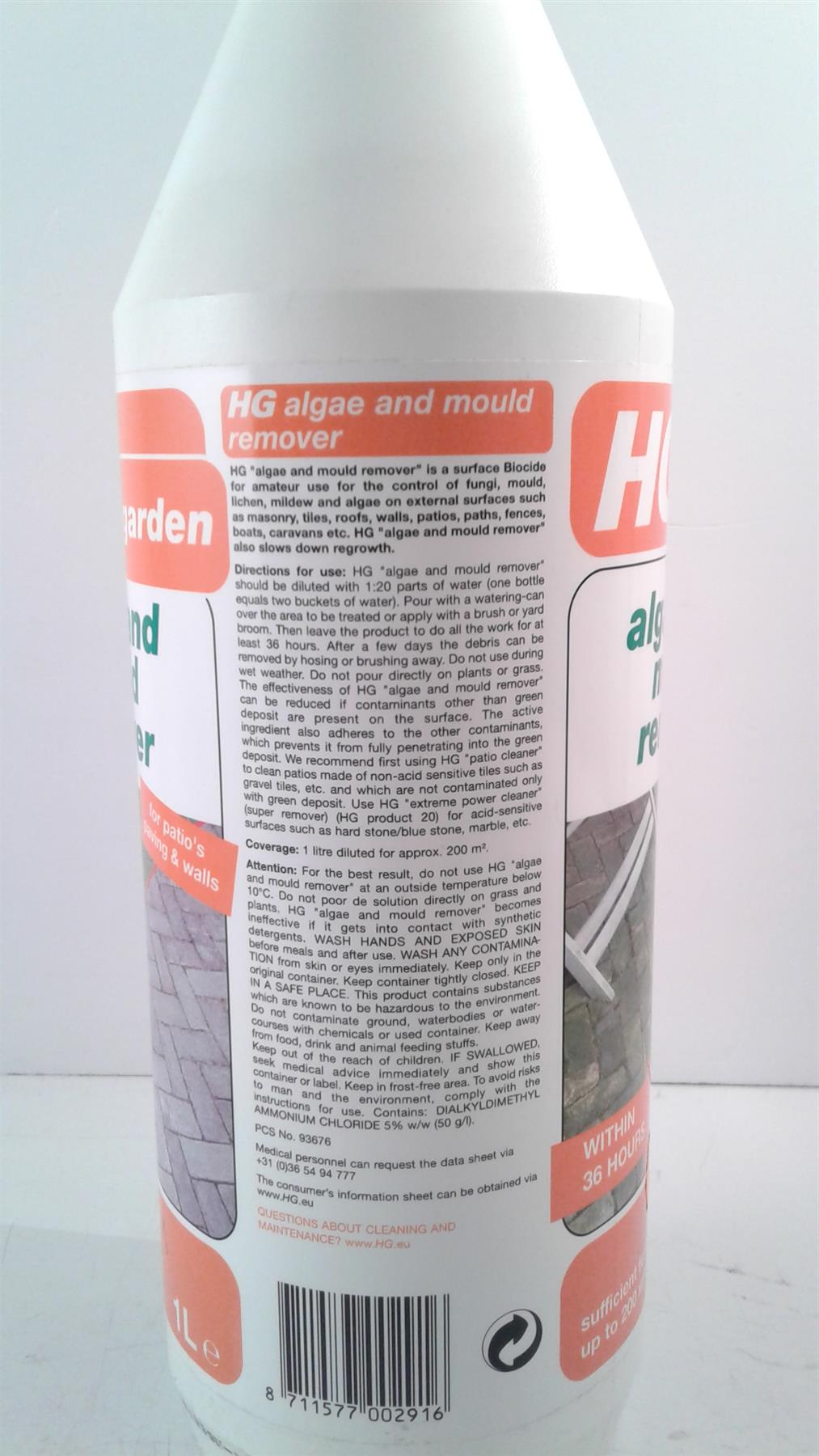 HG Algae And Mould Remover 1Ltr for Patios, Paving and Walls