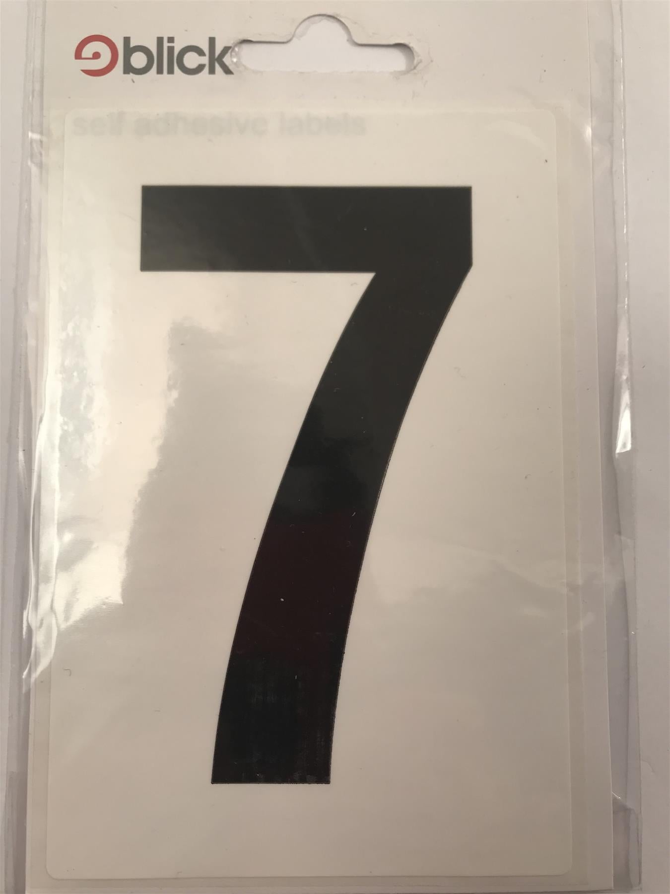 Blick Wheelie Bin Number 7 Black on White Self Adhesive Label 5" x 3 1/2"