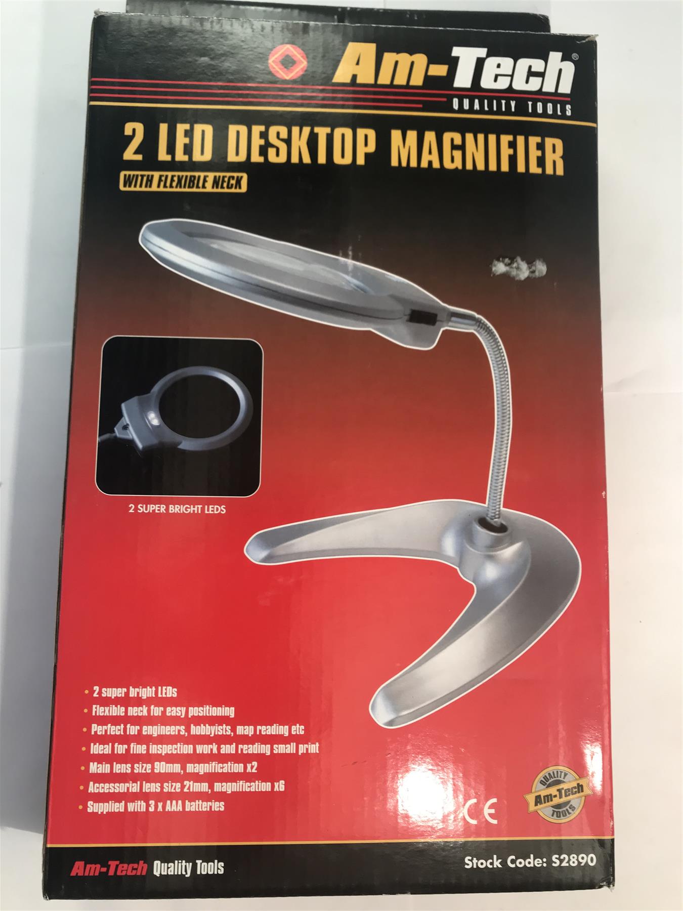 Am Tech 2 LED Desktop Magnifier with Flexible NeckS2890