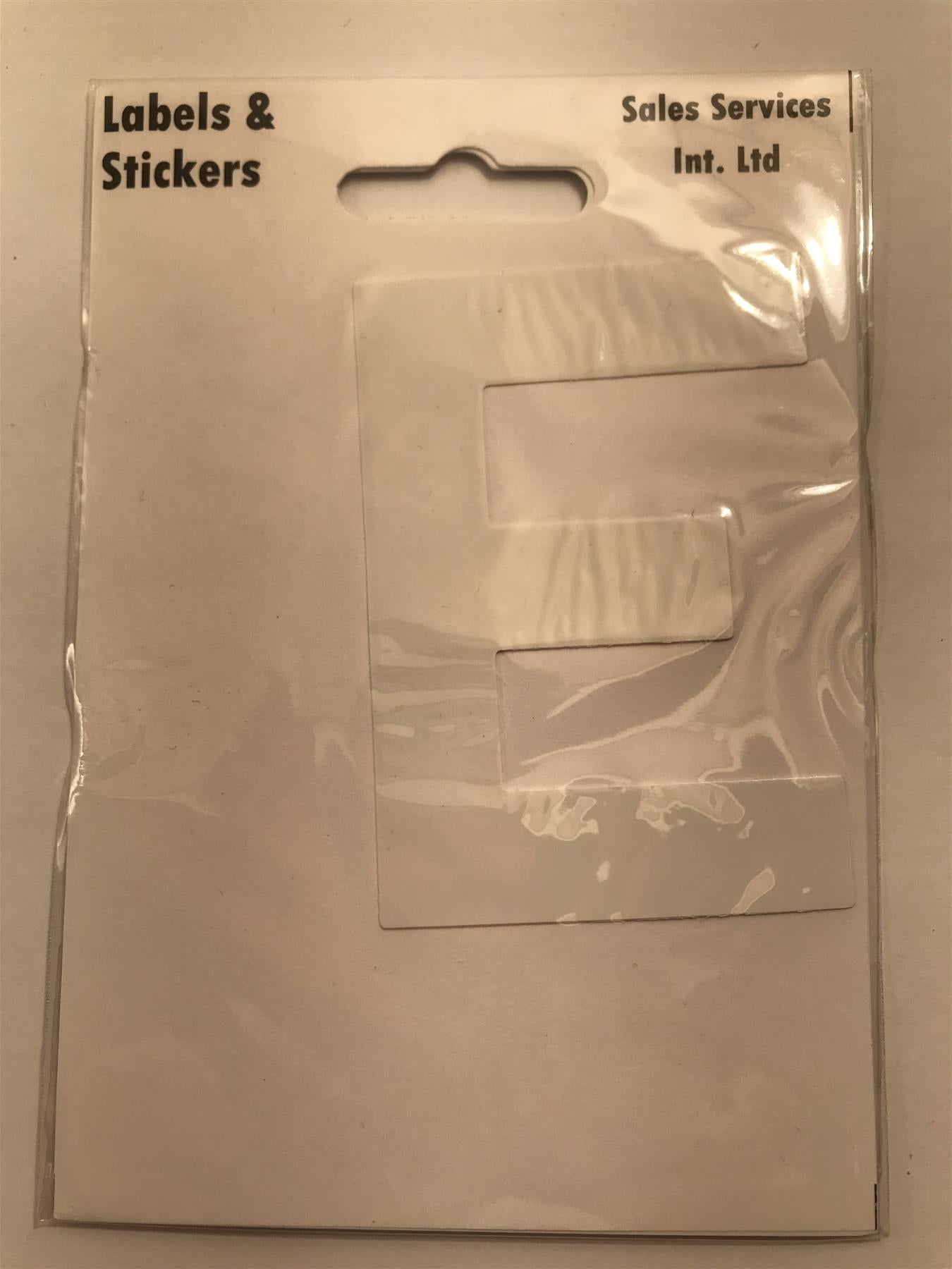 White Letter E Self  Adhesive Waterproof Sticker 8 x 6cm
