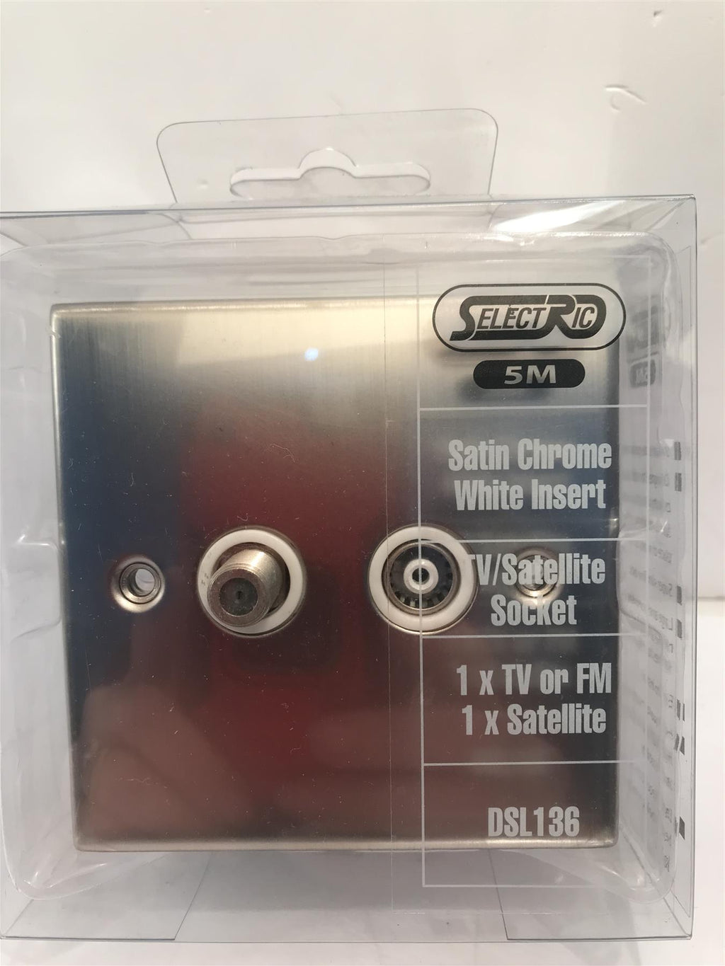 Satin Chrome White Insert 1TV/1Satellite Socket DSL136