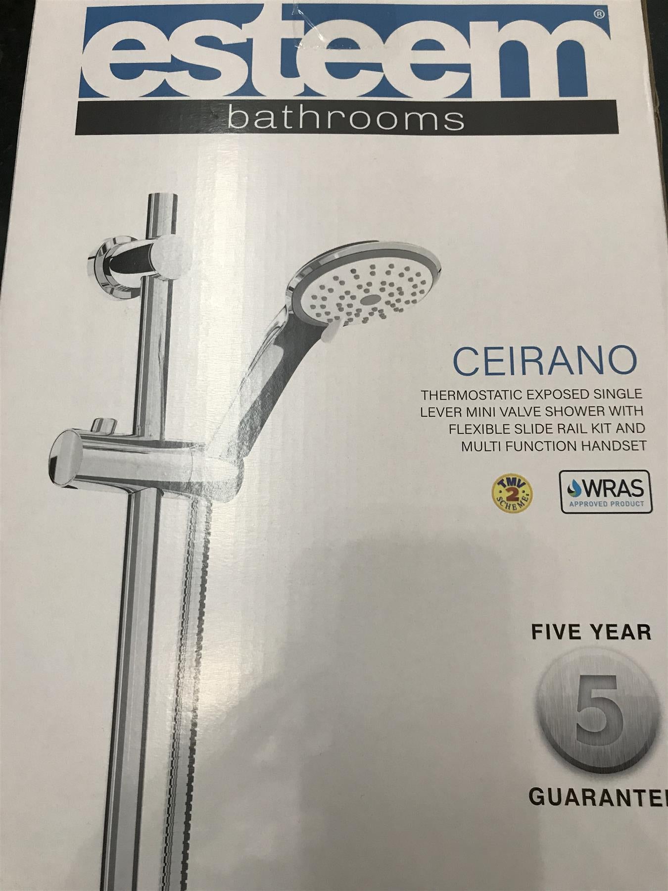 Esteem Ceirano Thermostatic Exposed Single Lever With Flexible Slide Rail Kit