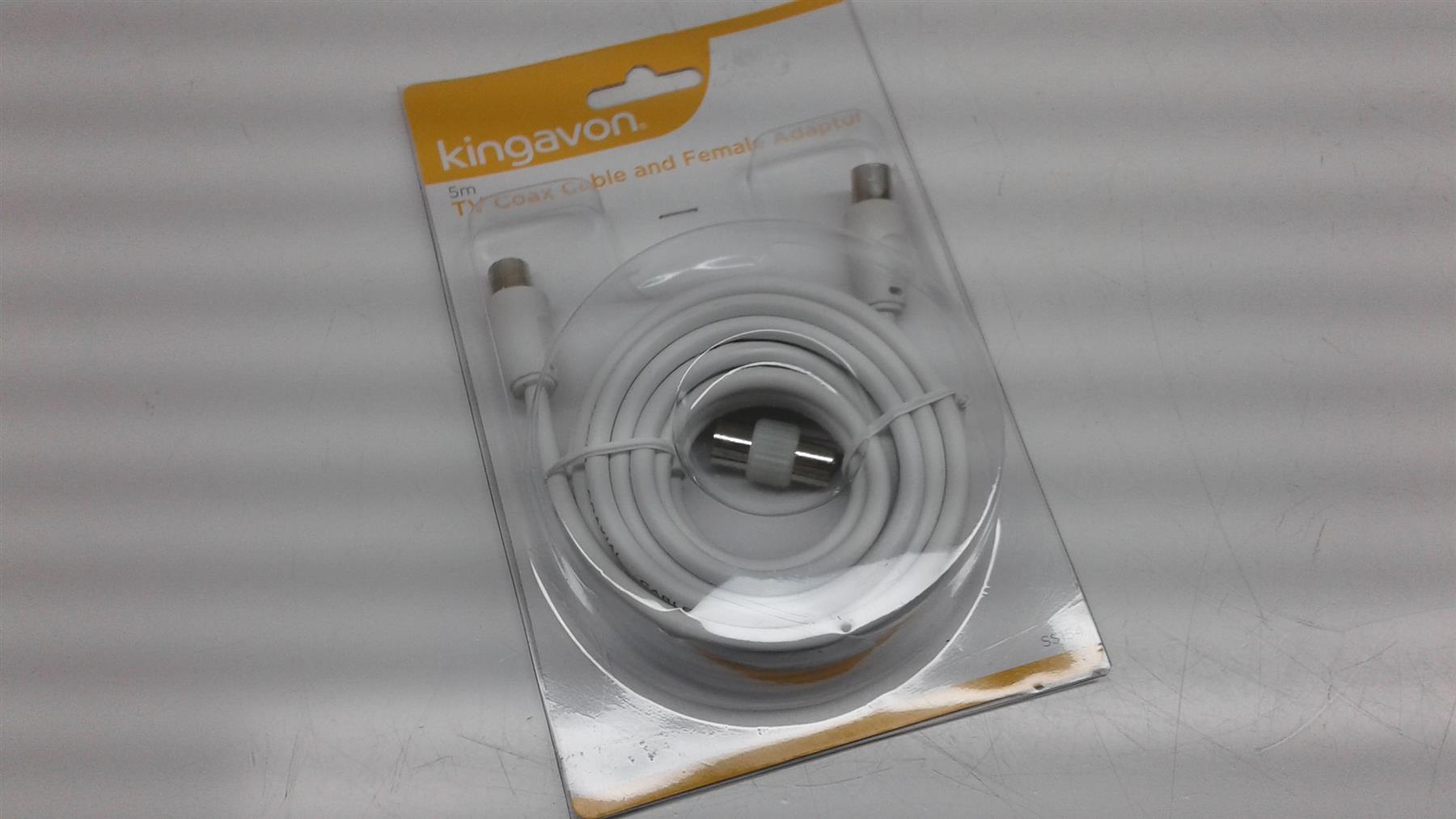 5 Metres TV Coax Cable And Female Adaptor | Double Ended Female Socket Adaptor
