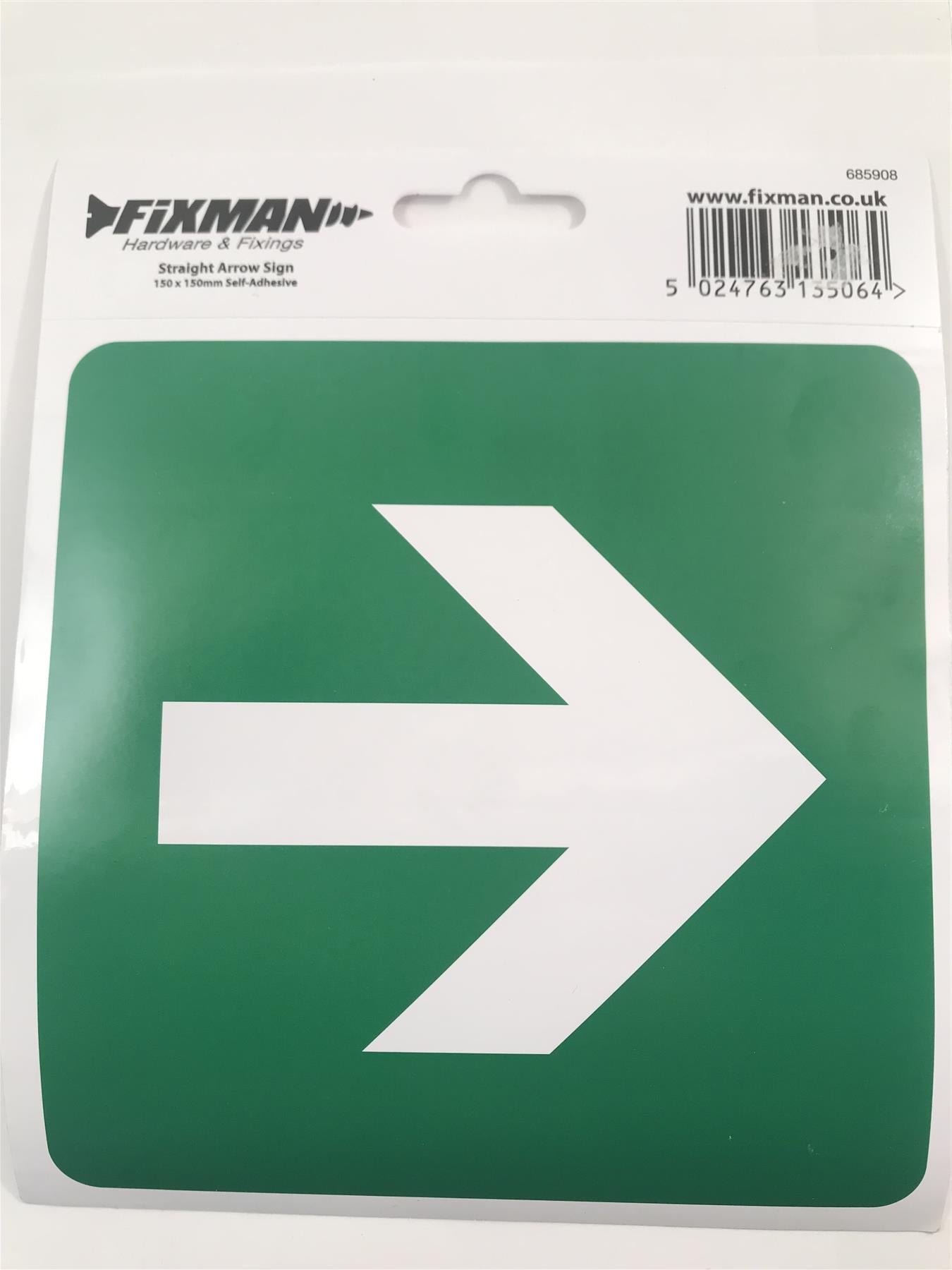 Fixman 685908 Self-Adhesive Straight Arrow Sign 150 x 150mm