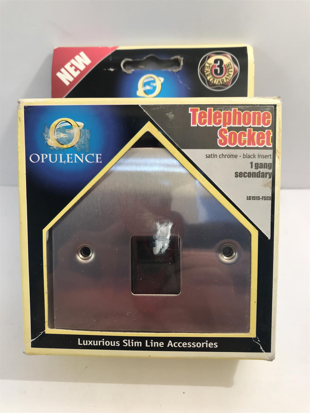Satin Chrome Telephone Socket 1 Gang Secondary Black Insert  LG1515-FSCB