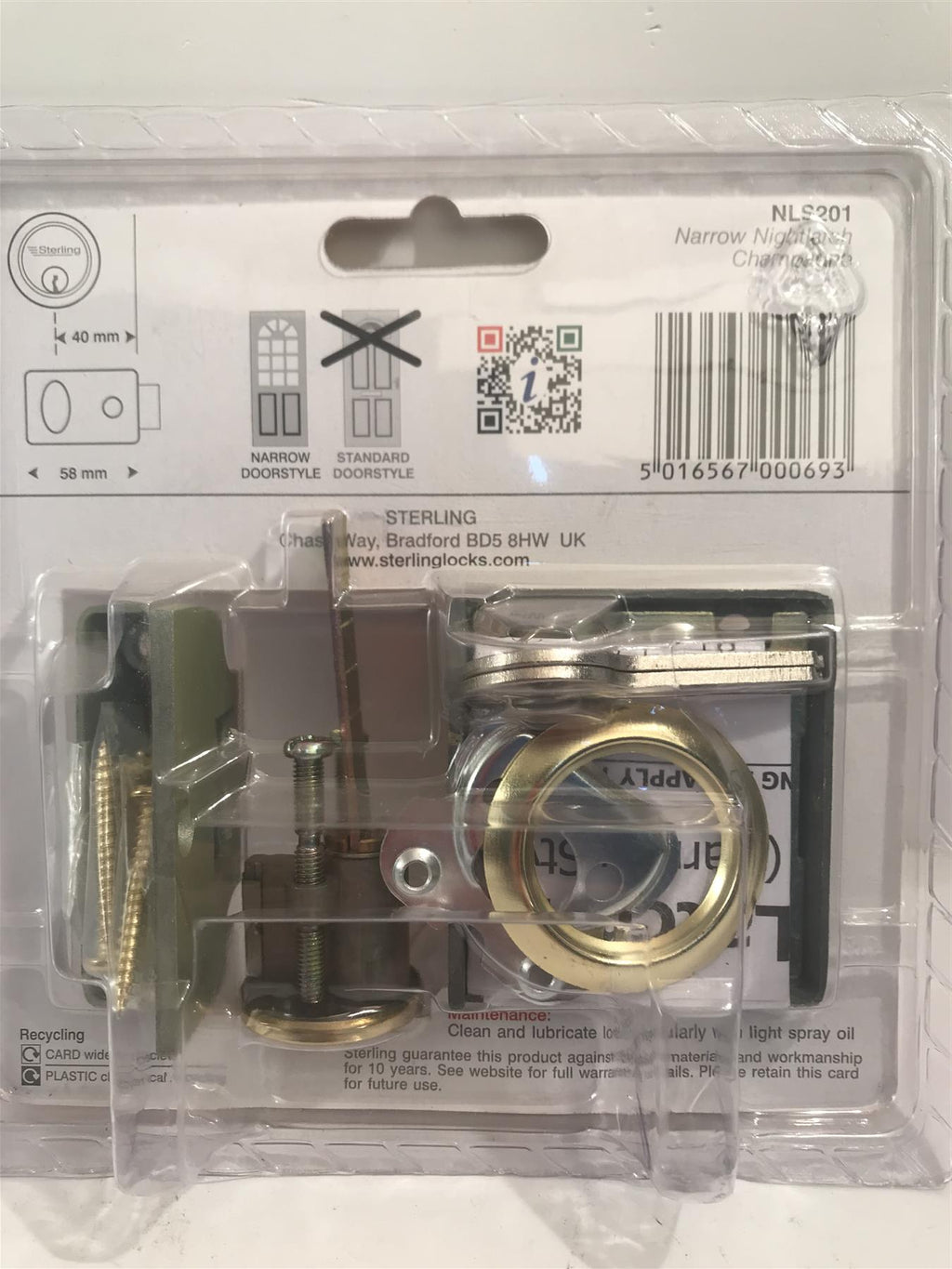 Sterling Narrow Traditional Champagne Nightlatch  NLS201