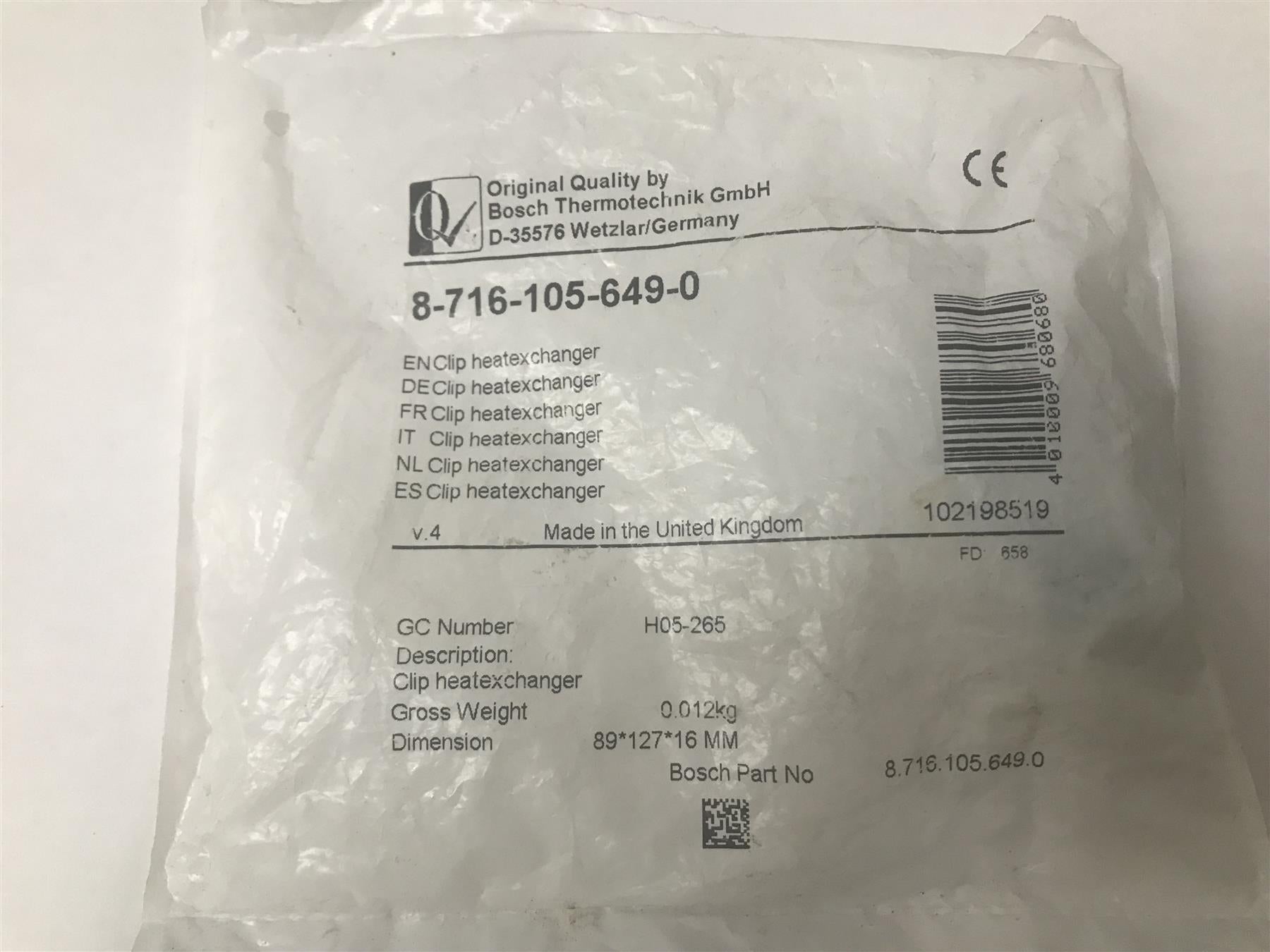 Worcester 87161056490 Clip Heat Exchanger