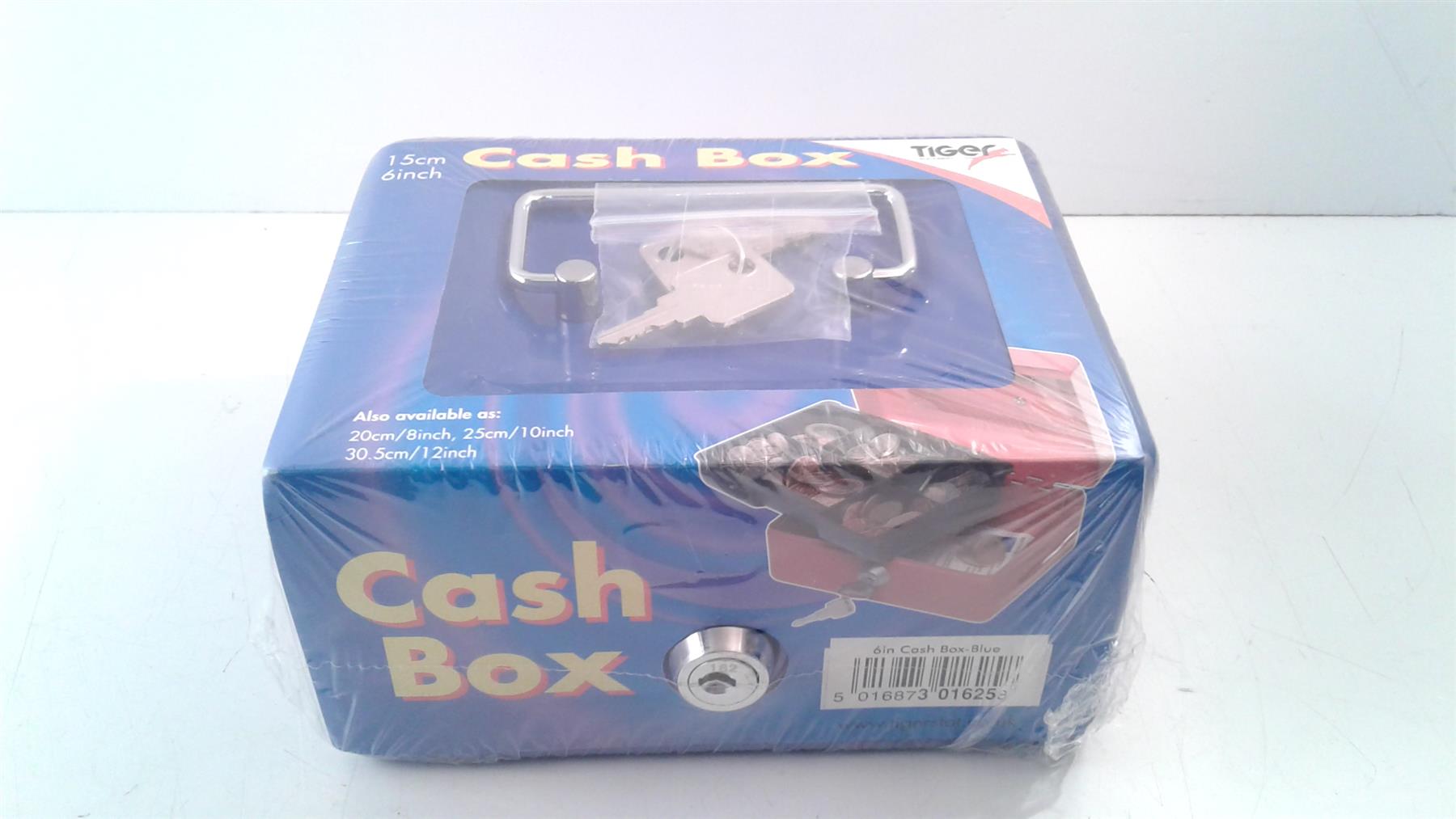 Blue 150x120x75mm Cash Boxes Money Holder Metal Handle Security Safe Key Lock