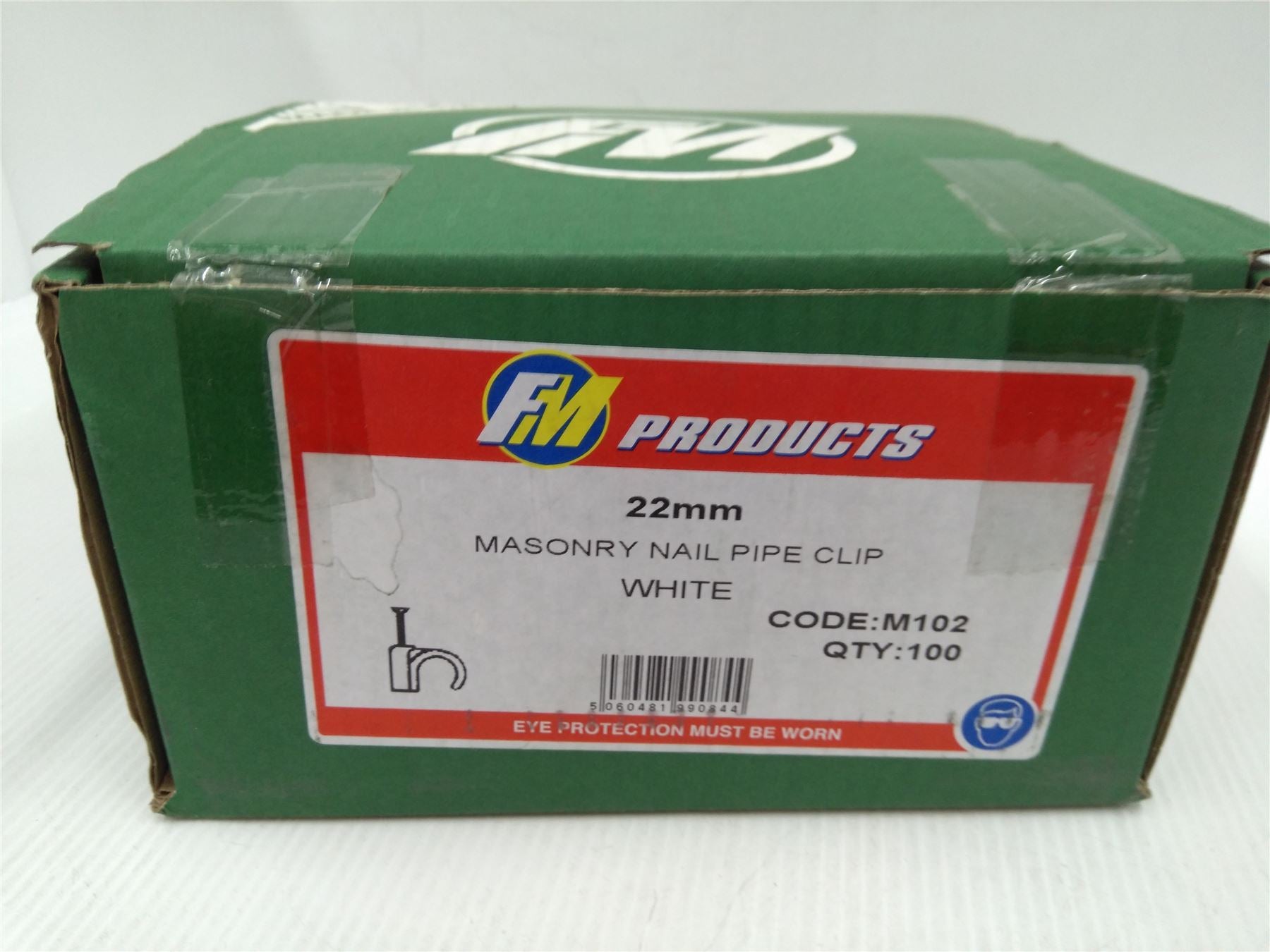 NEW FM PRODUCTS 22mm MASONRY NAIL PIPE CLIP WHITE M102 - BOX OF 100