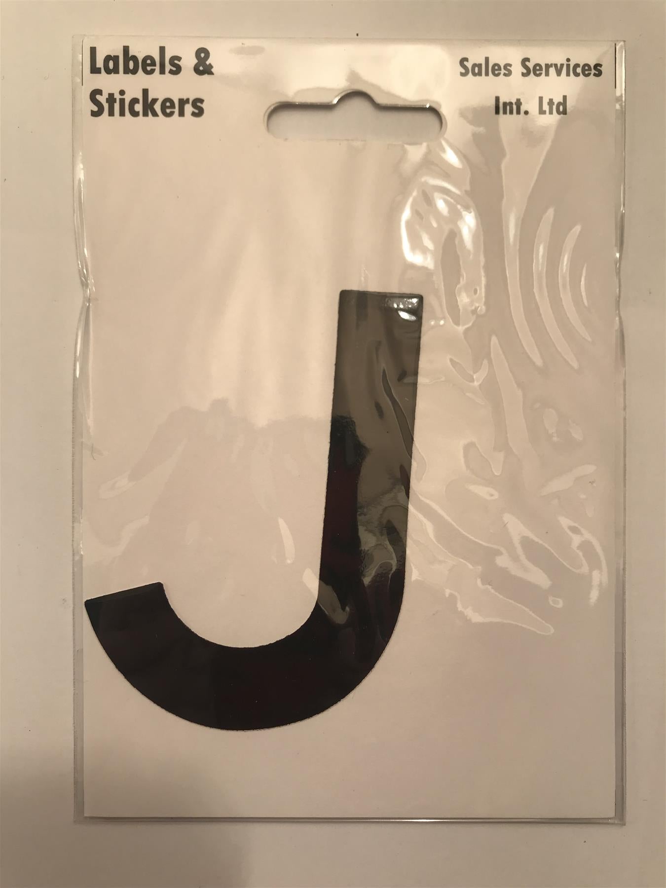 Black Letter J Self Adhesive Waterproof Sticker 8 x 6cm