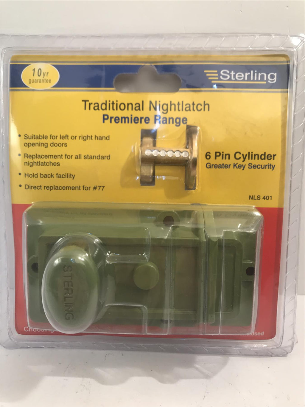 Sterling Standard Nightlatch 6 Pin Cylinder  Green NLS401
