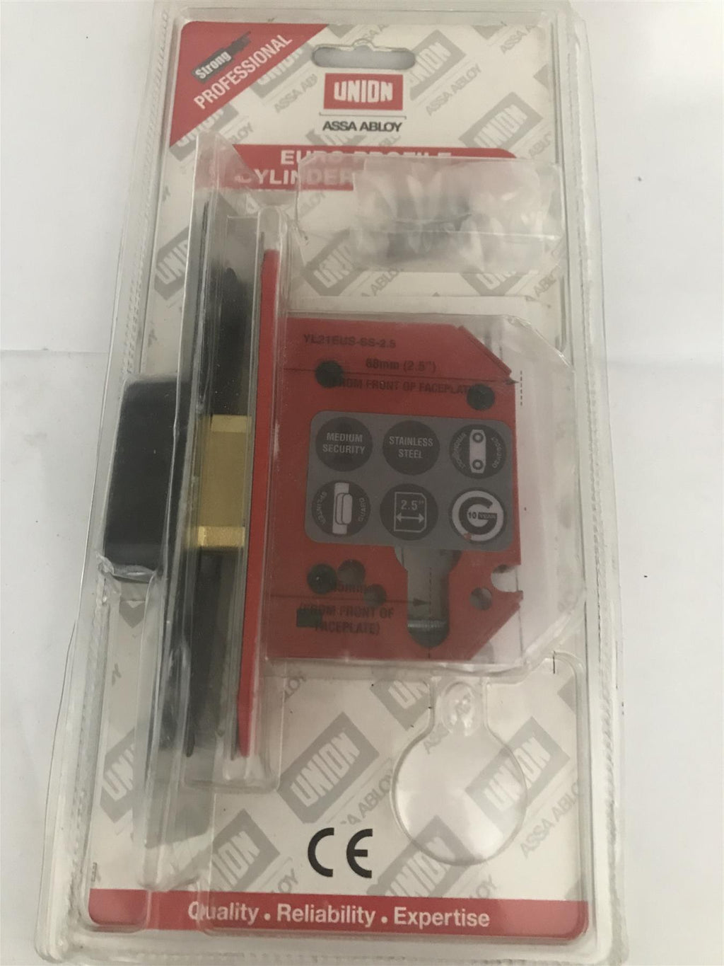 Union 68mm (2.5”) Euro profile cylinder Deadlock StrongBOLT Satin S Steel