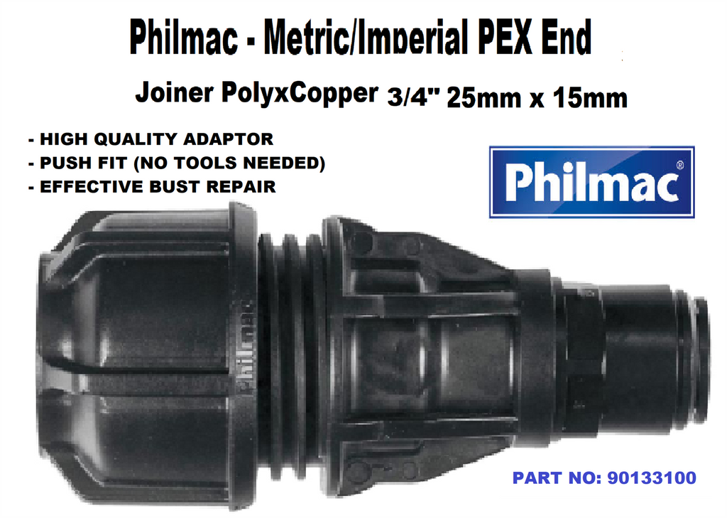 NEW PHILMAC 1331 Copper/PEX Push Fit ADAPTOR Joiner 25X15mm 9013100
