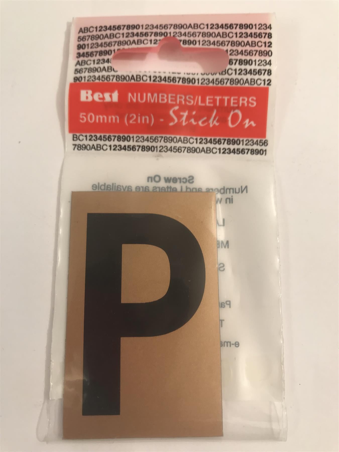 Best Gold/Black Letter P Self Adhesive 1" x 2"