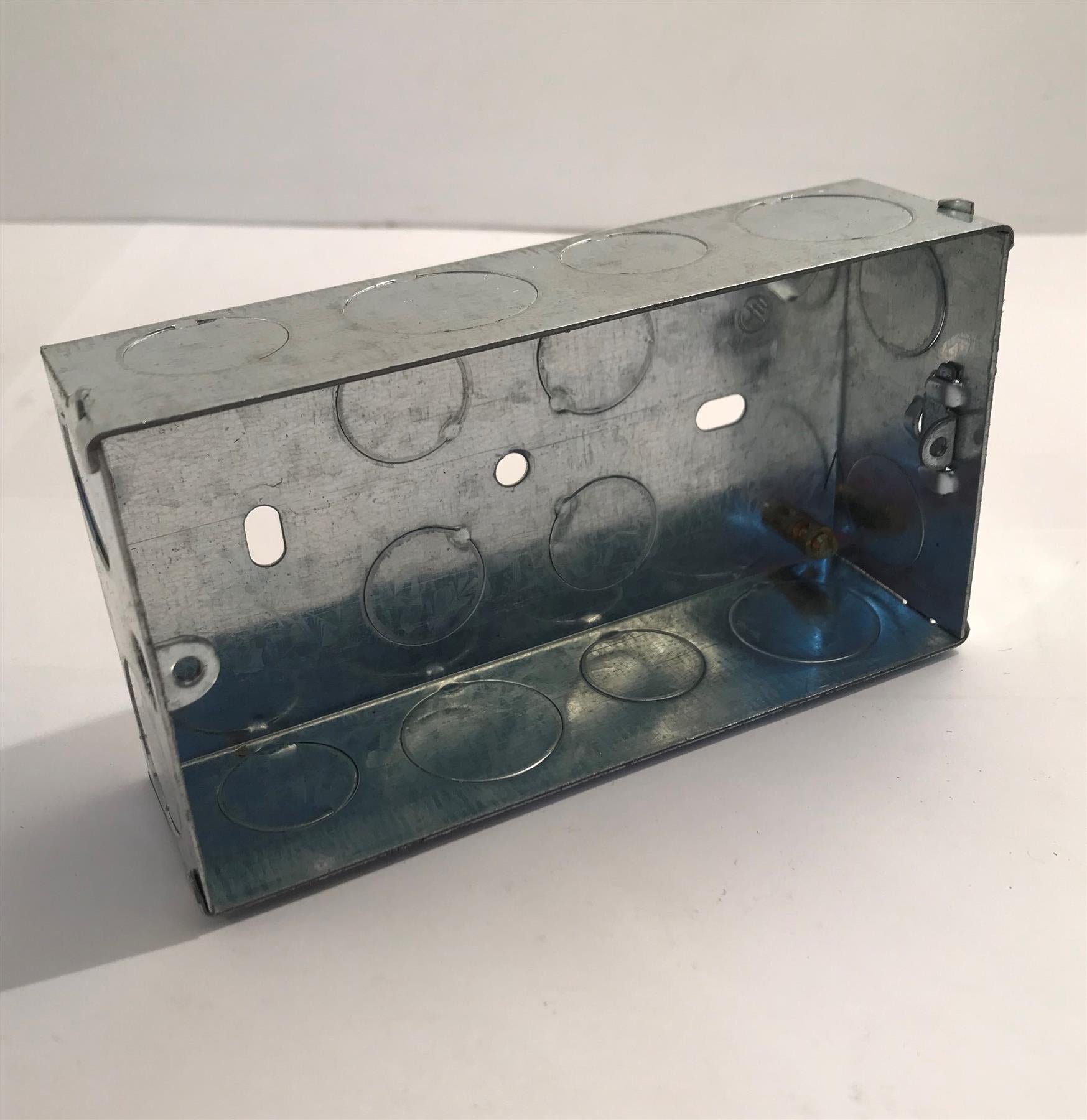 Flush Double Metal Switch & Back Box 2 Gang 35mm