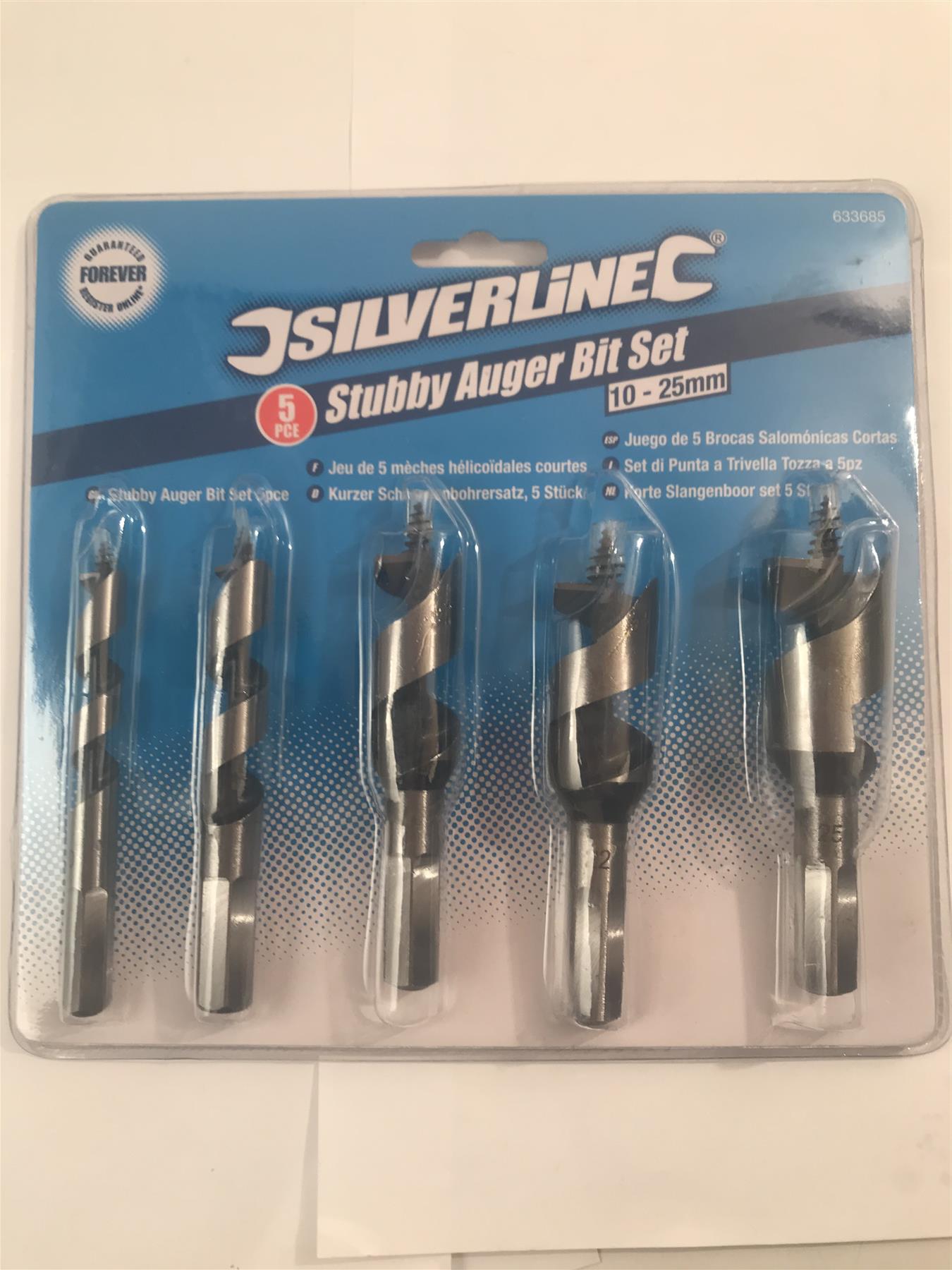 Silverline 5pc Stubby Auger Bit Set 10-25mm  633685