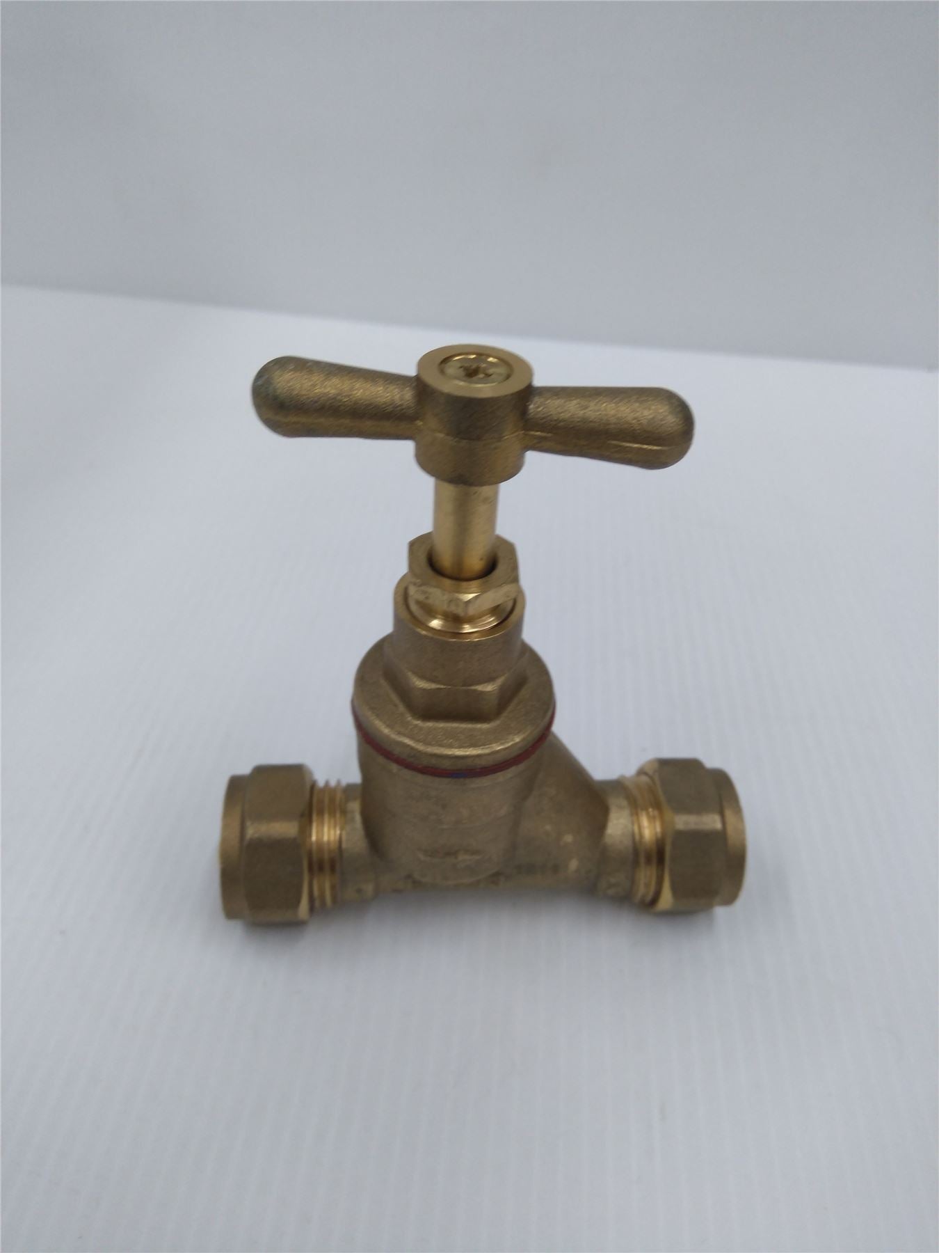 New Compression Mains CxC Center Brass 15mm Tube Stop Tap Valve EN1213