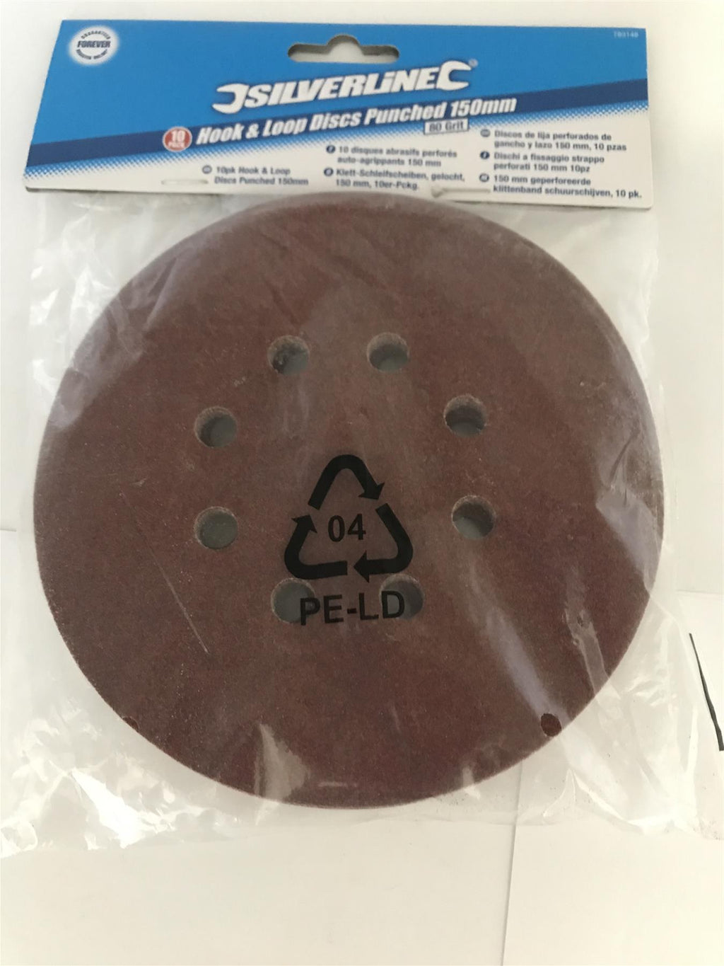 Silverline 783148 Hook and Loop Discs Punched 80 Grit, 150 mm - Pack of 10