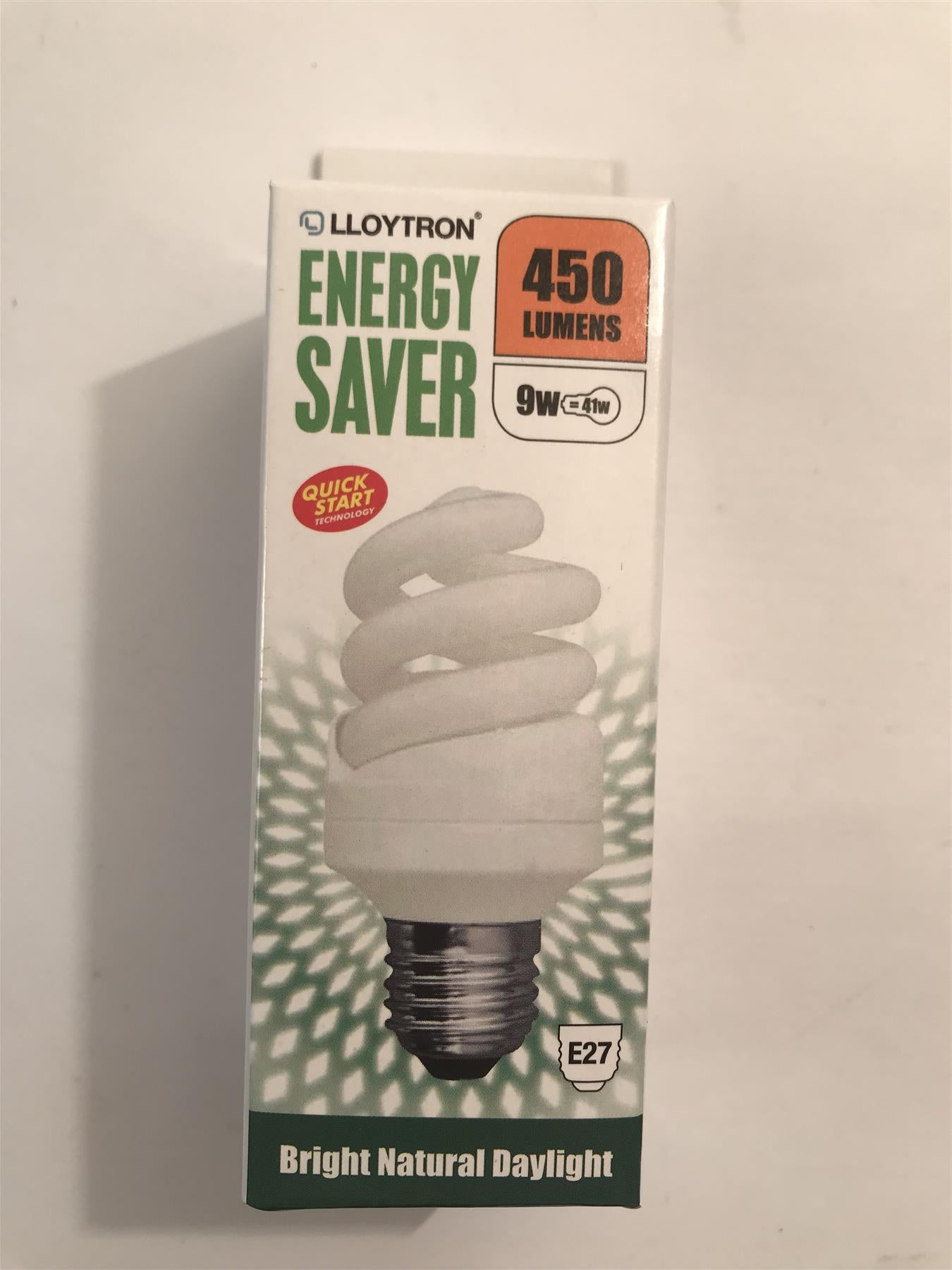 Lloytron  9W E27 450lm 5600k Spiral Energy Saver  Cool White  B309ELC