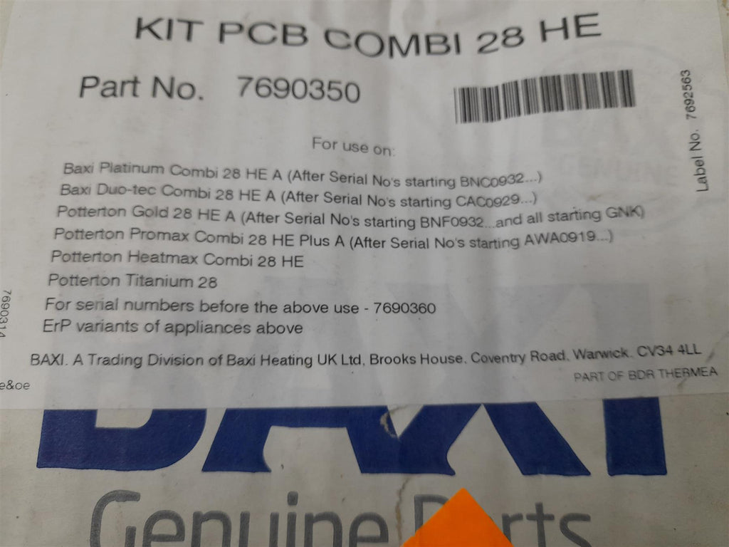 Baxi Platinum Combi 28H A 7690350 PCB