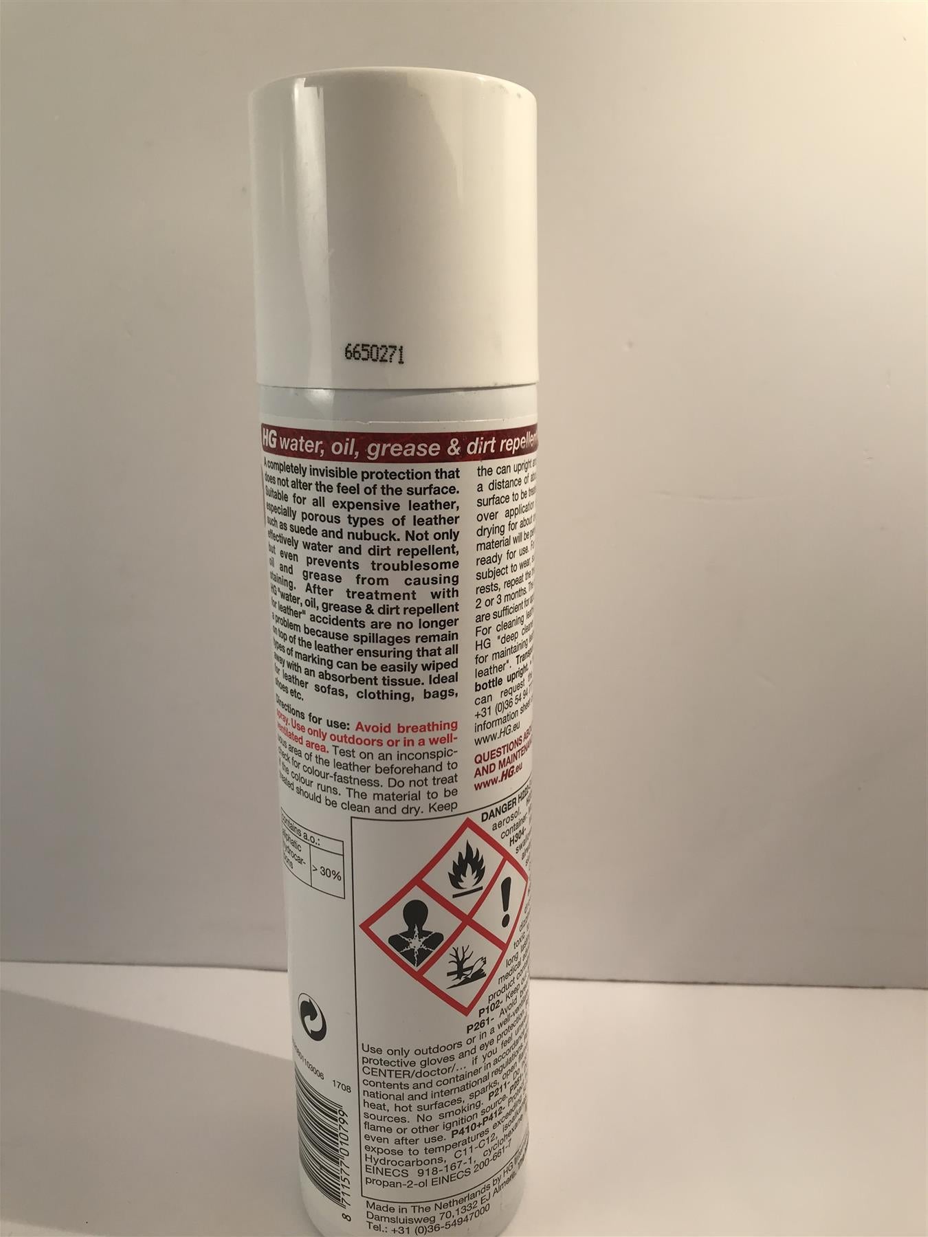 HG Water Oil Grease and Dirt Repellent Spray for Leather 300ml