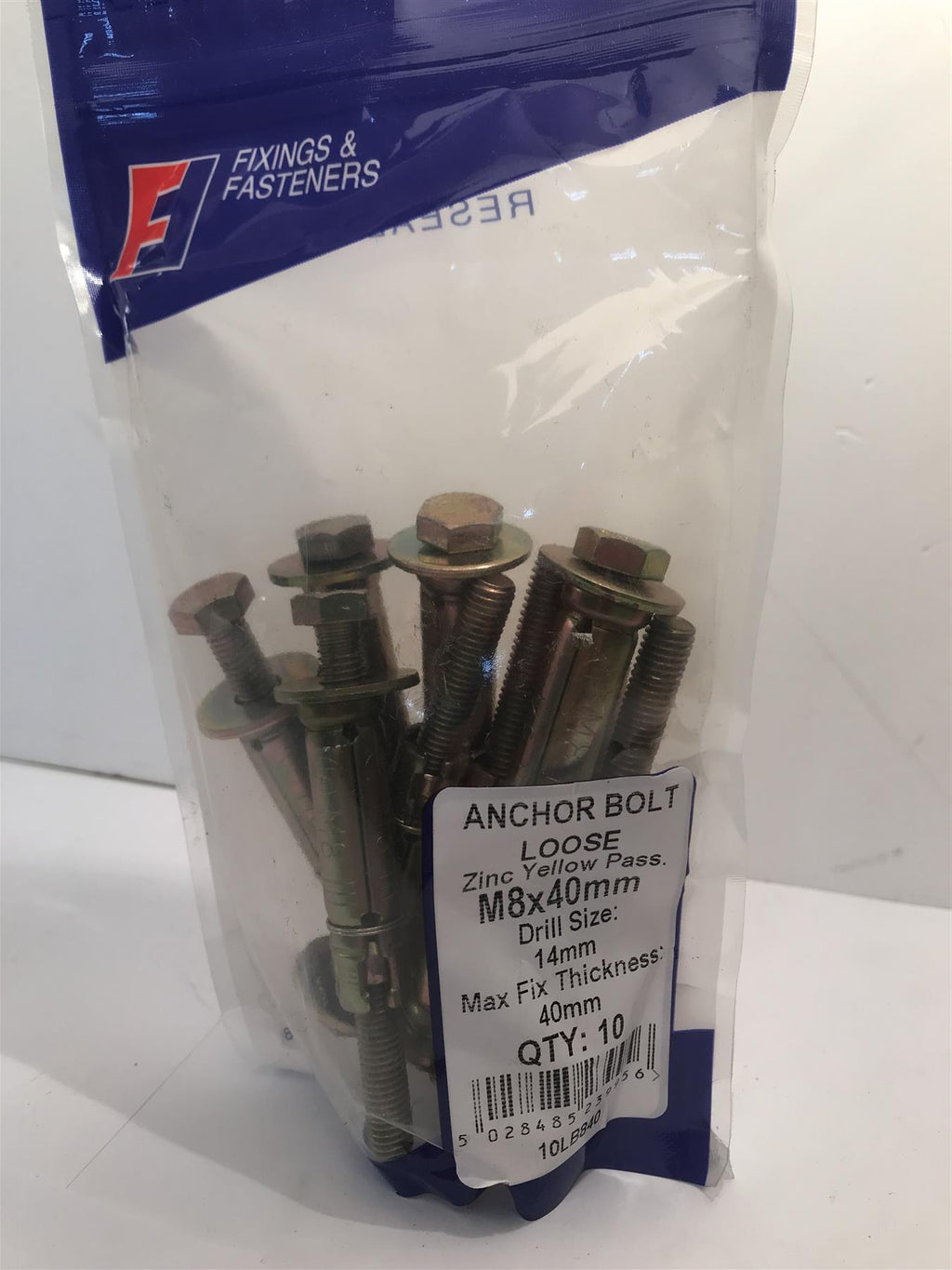 Masonry Anchor Bolt Loose ZYP M8 x 40mm Bag 10   10LB840