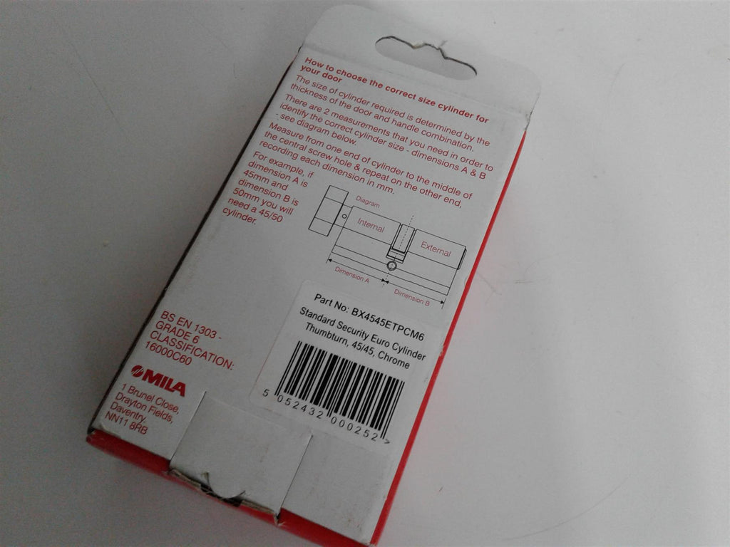 Mila Standard Security Euro Cylinder Thumbturn 45/45