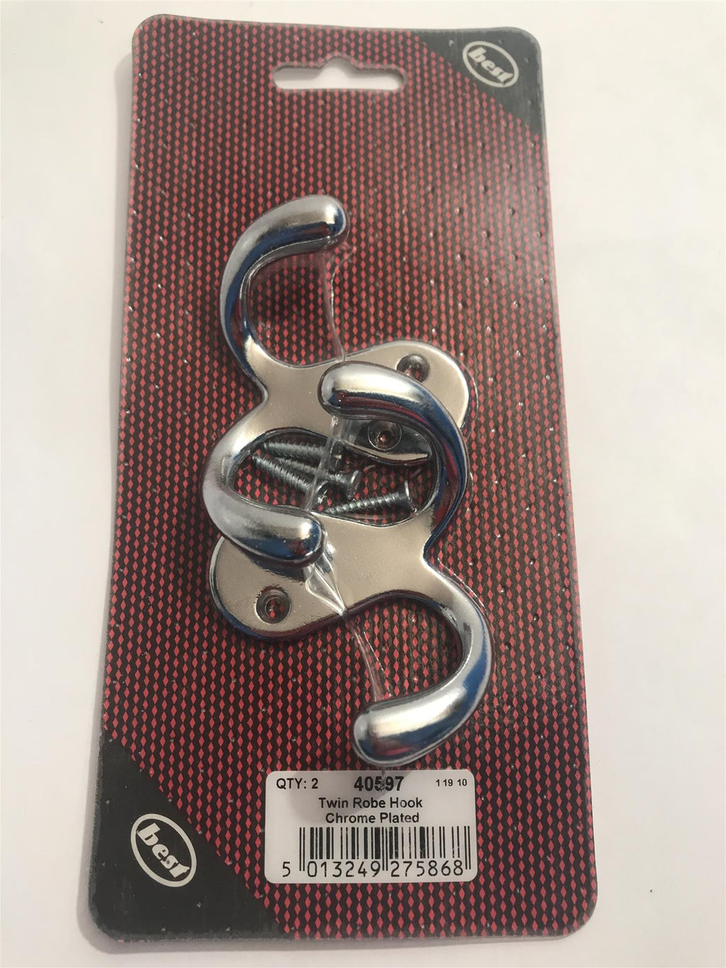 Best Twin Robe Hook Chrome Plated (2 Pack)  40597