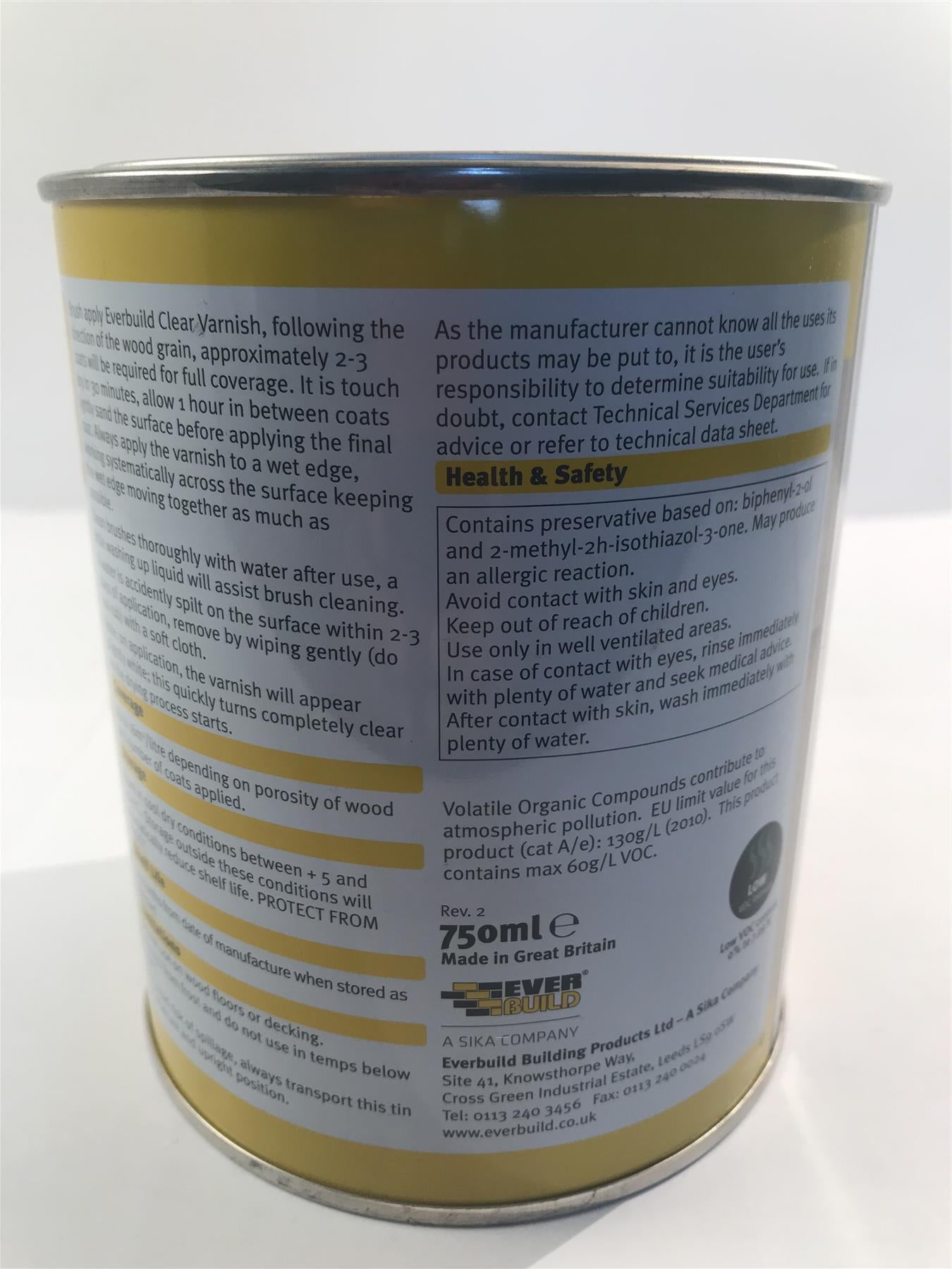 EVERBUILD QUICK DRYING VARNISH WOOD 750ML QUICK DRY GLOSS