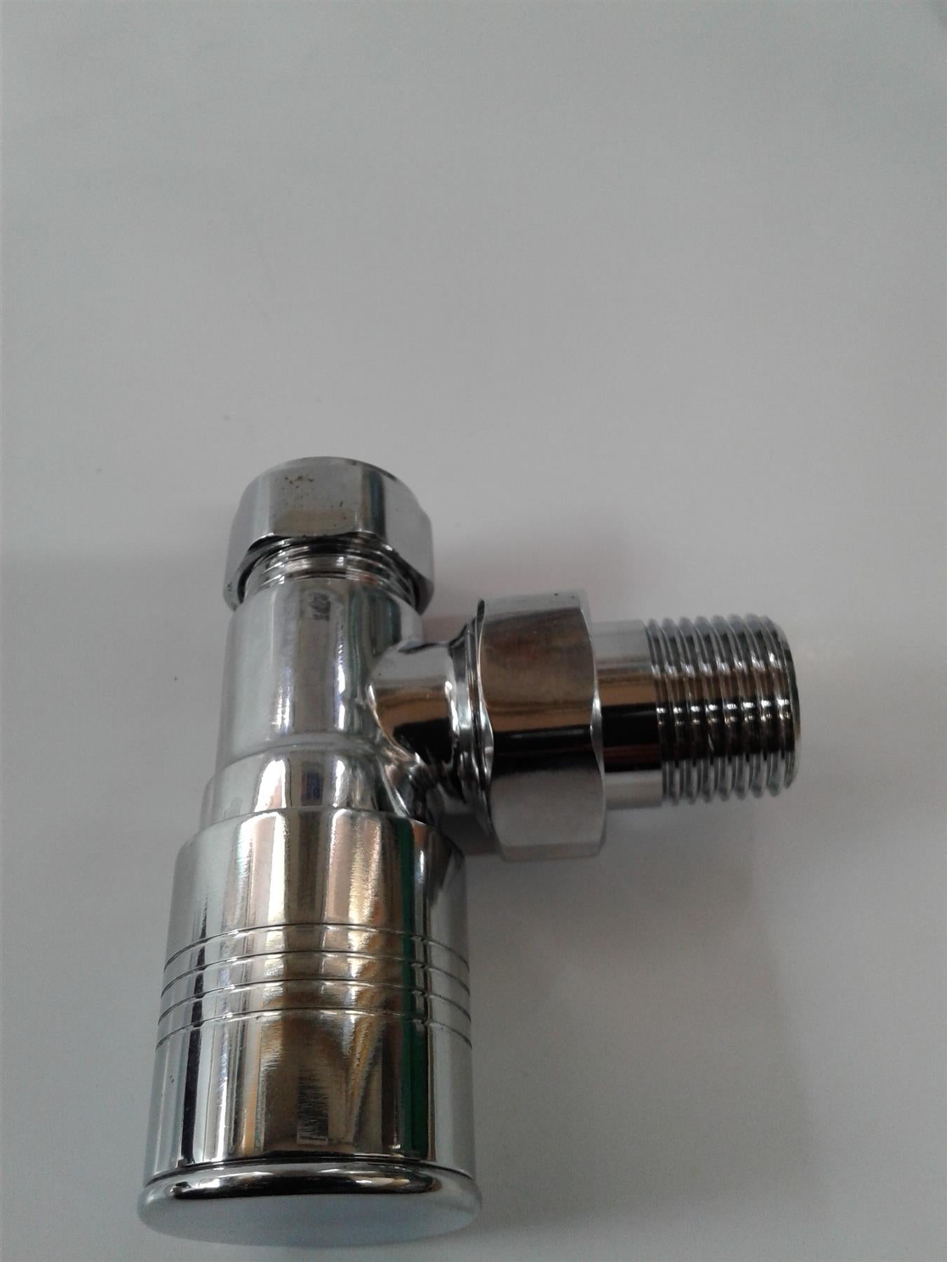 NEW PAIR MODERN CHROME EN1254-2 15MM ANGLED RADIATOR VALVE